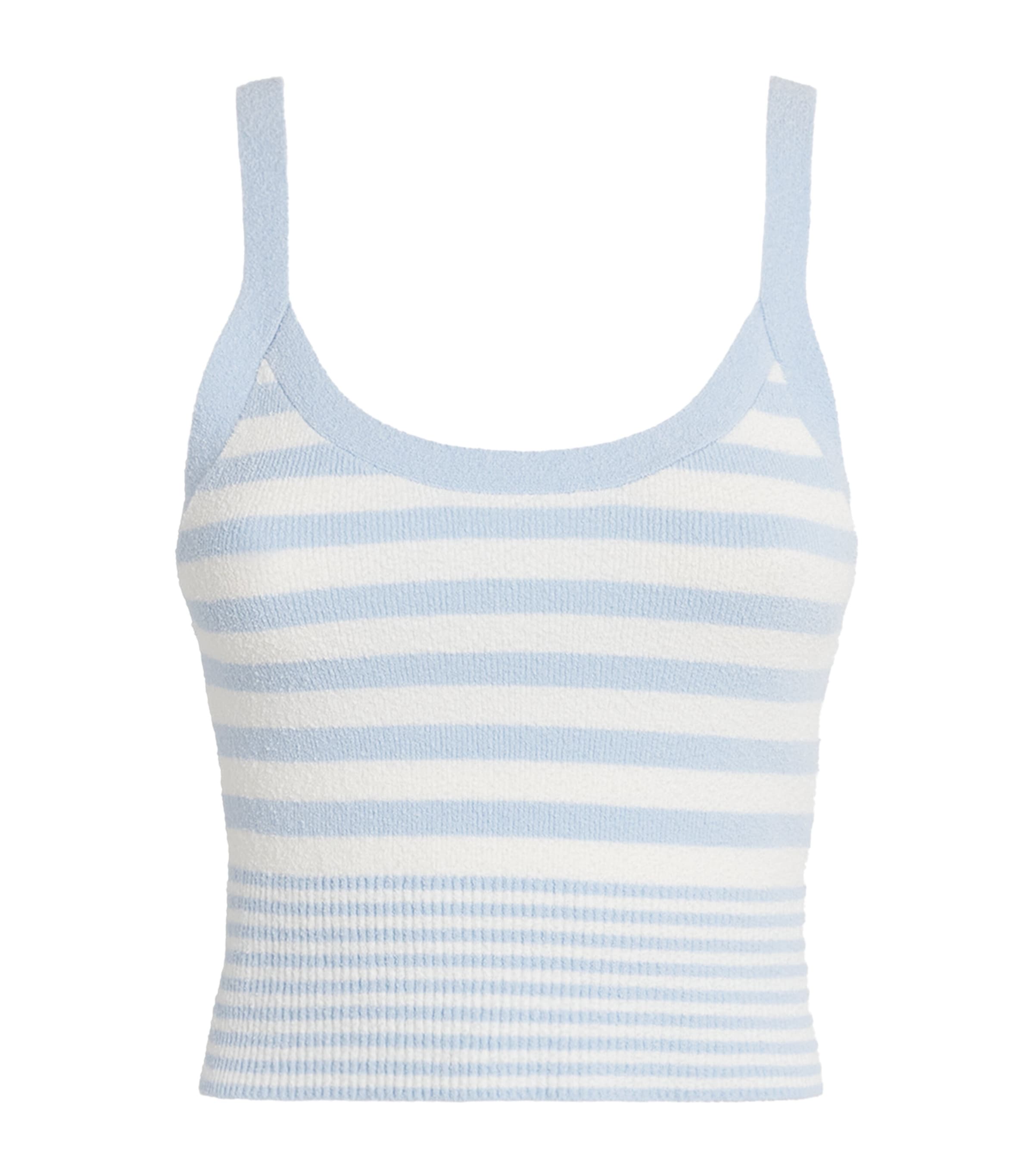 Sandro Bordeaux Striped Knit Tank Top In Blue