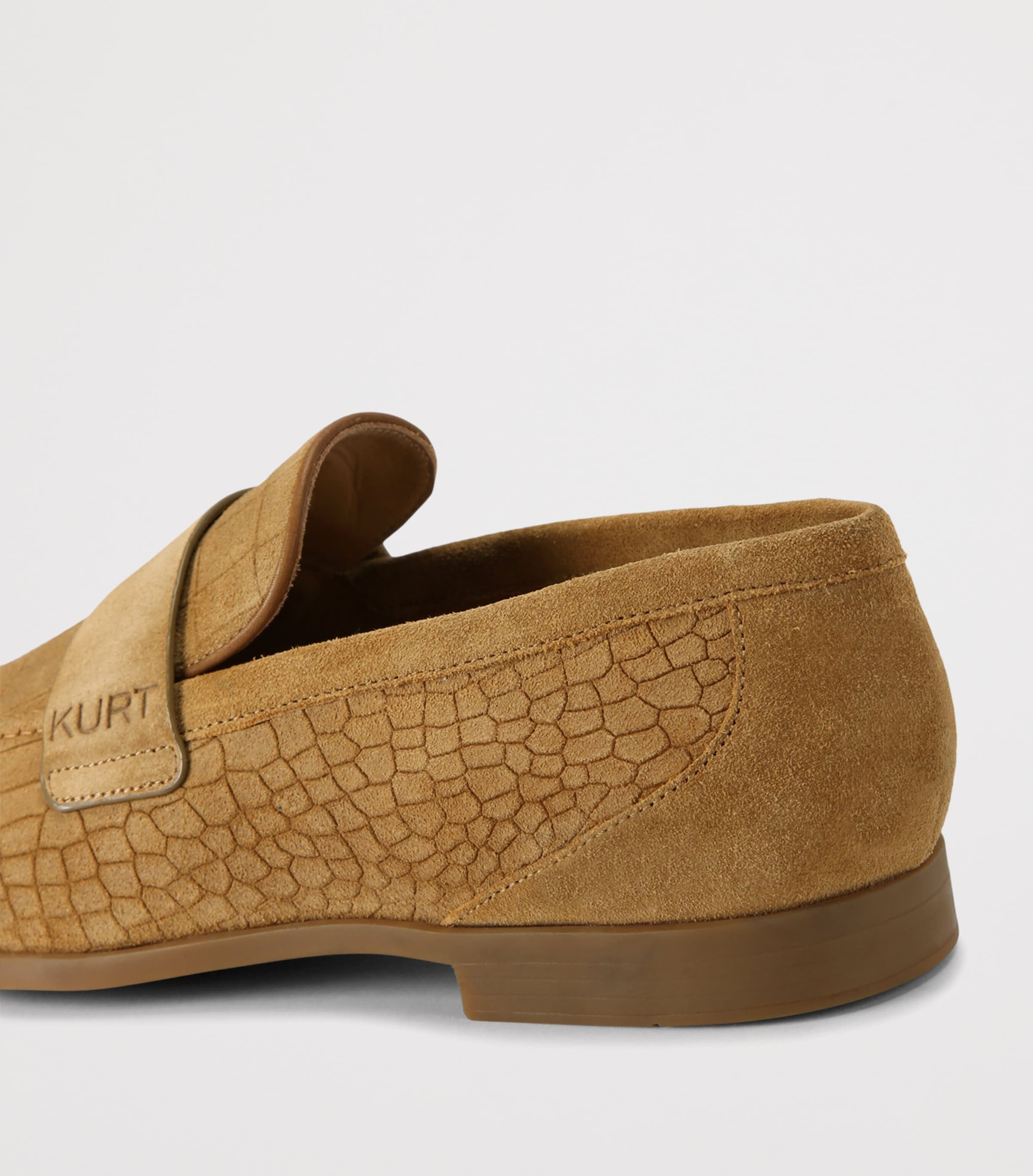 Kurt Geiger London Croc-Embossed Suede Aldgate Flex Loafers Camel Image 3
