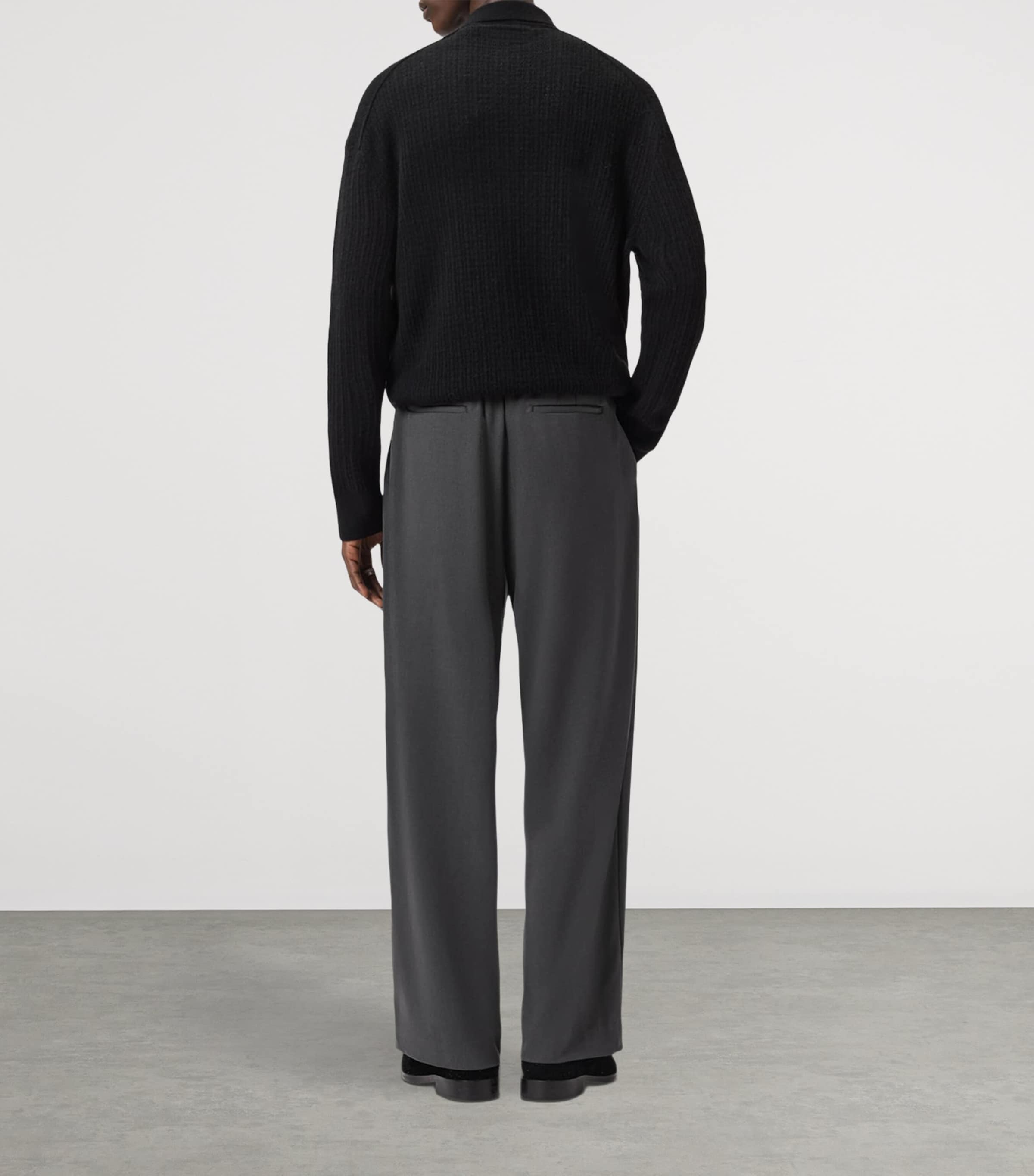 AllSaints Mens Wide-Leg Halla Trousers Charcoal Grey Image 4