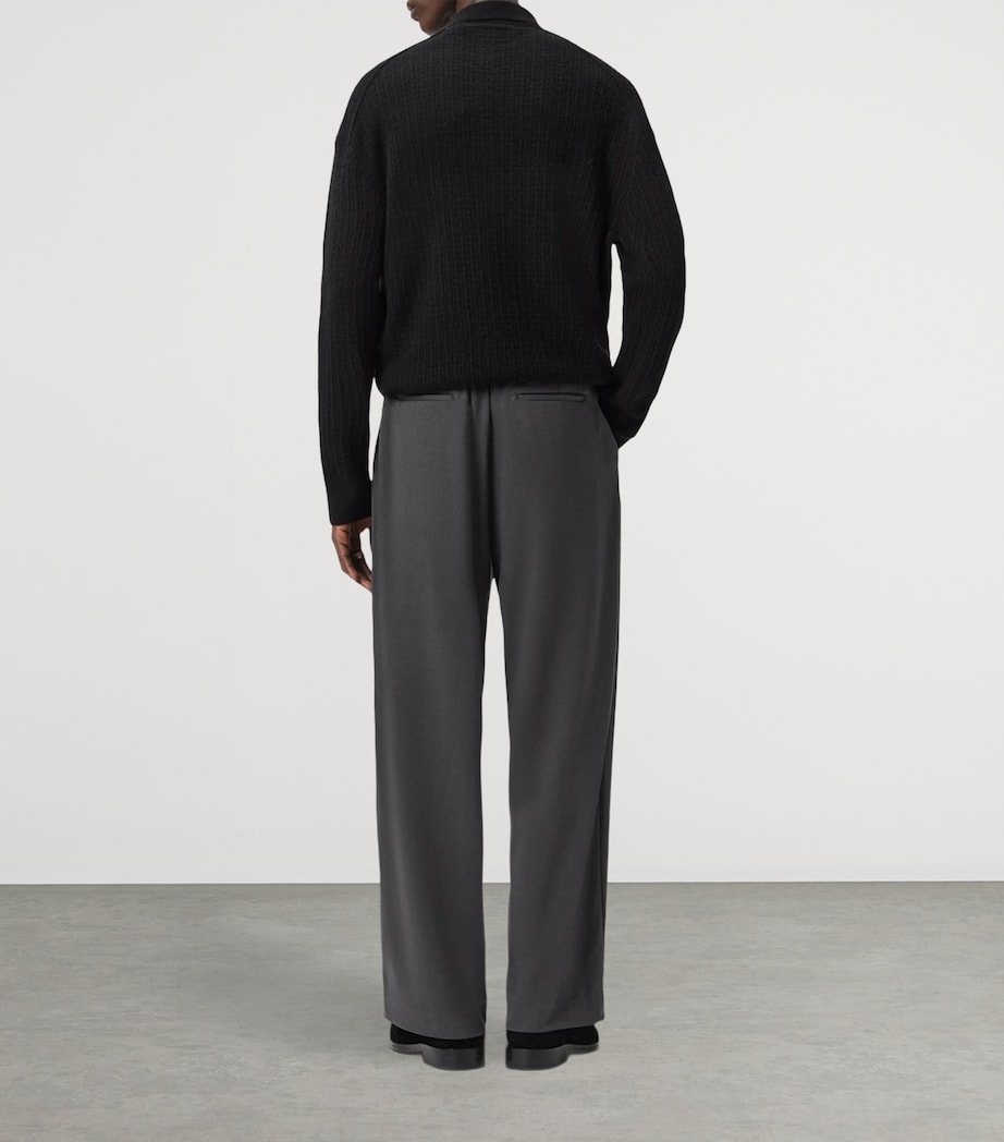 AllSaints Mens Wide-Leg Halla Trousers Charcoal Grey Image 4