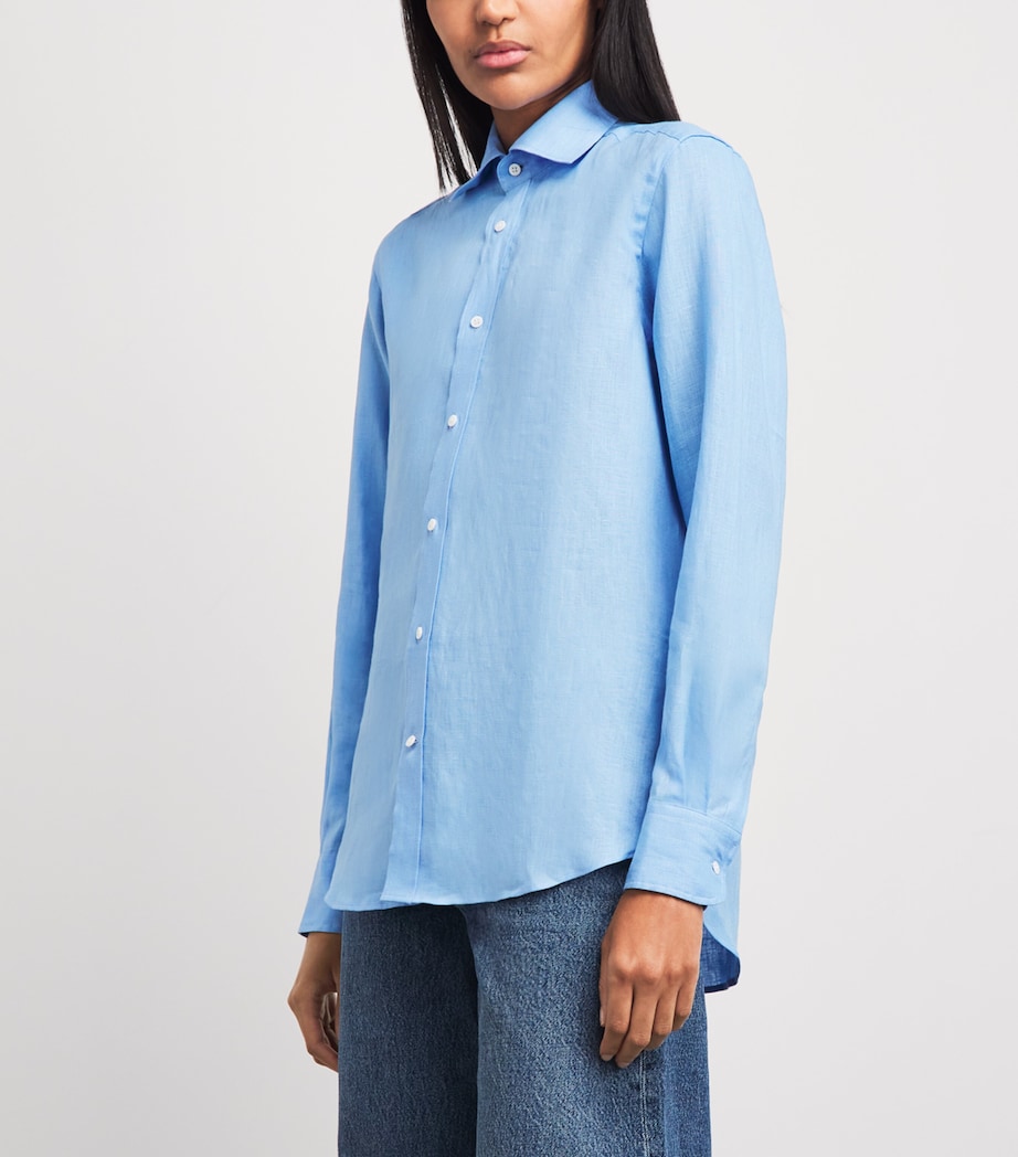 With Nothing Underneath Womens Linen The Boyfriend Shirt Cornflower Blue Image 4