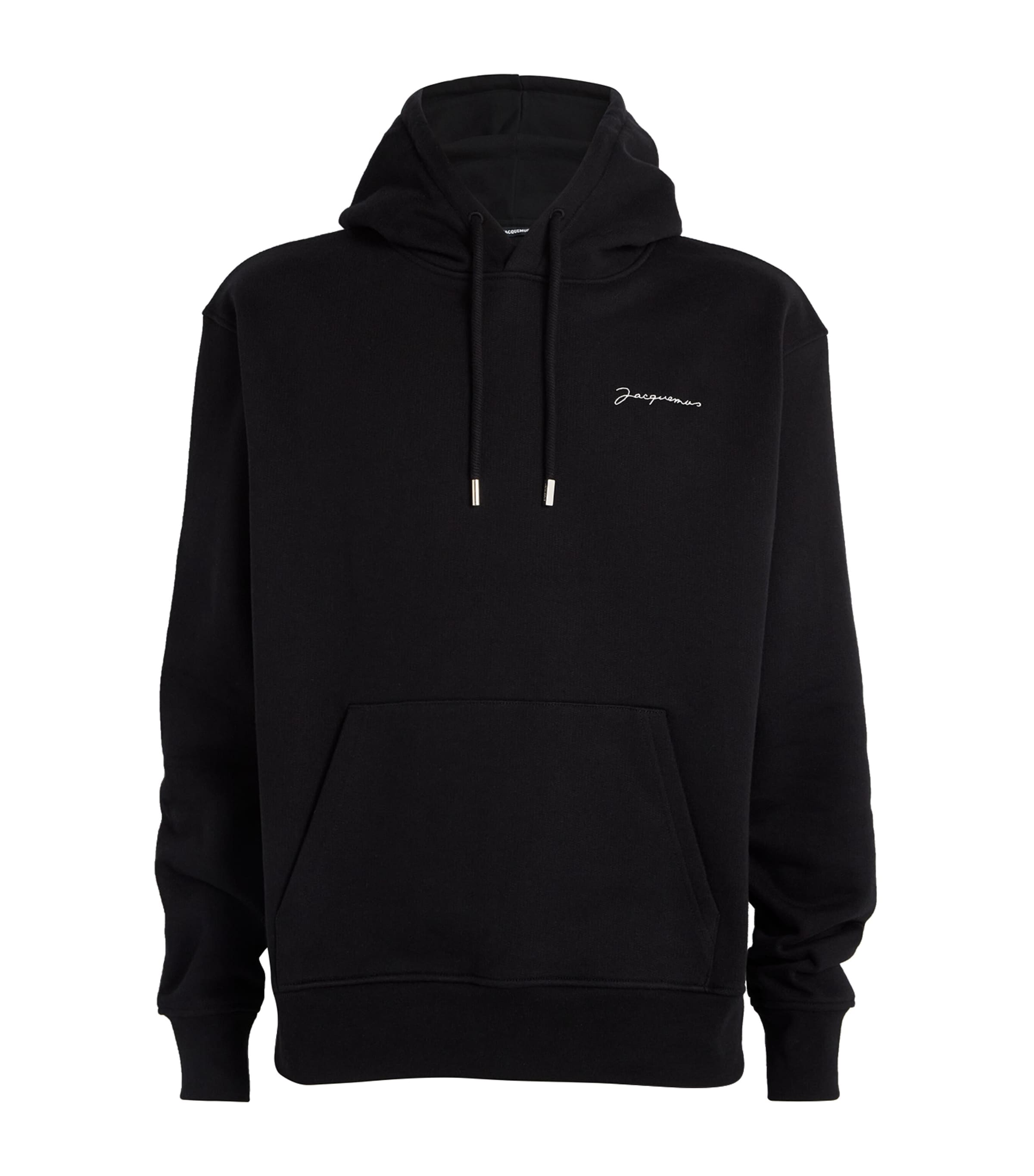 Shop Jacquemus Organic Cotton Logo Hoodie In Black