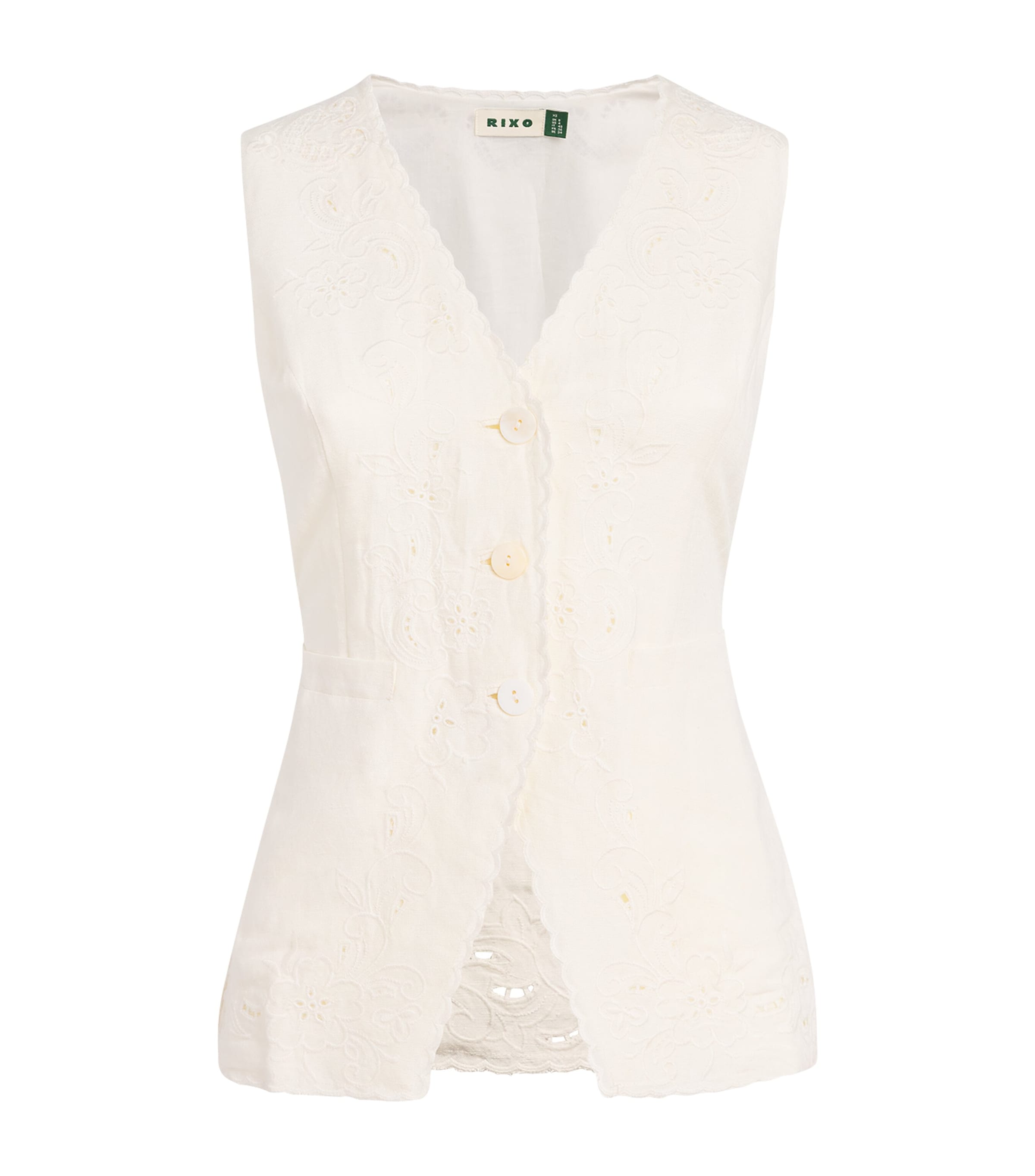 Rixo Womens Cutwork Embroidery Jesse Waistcoat Esthr Ctwrk Embr Ivr Image 1