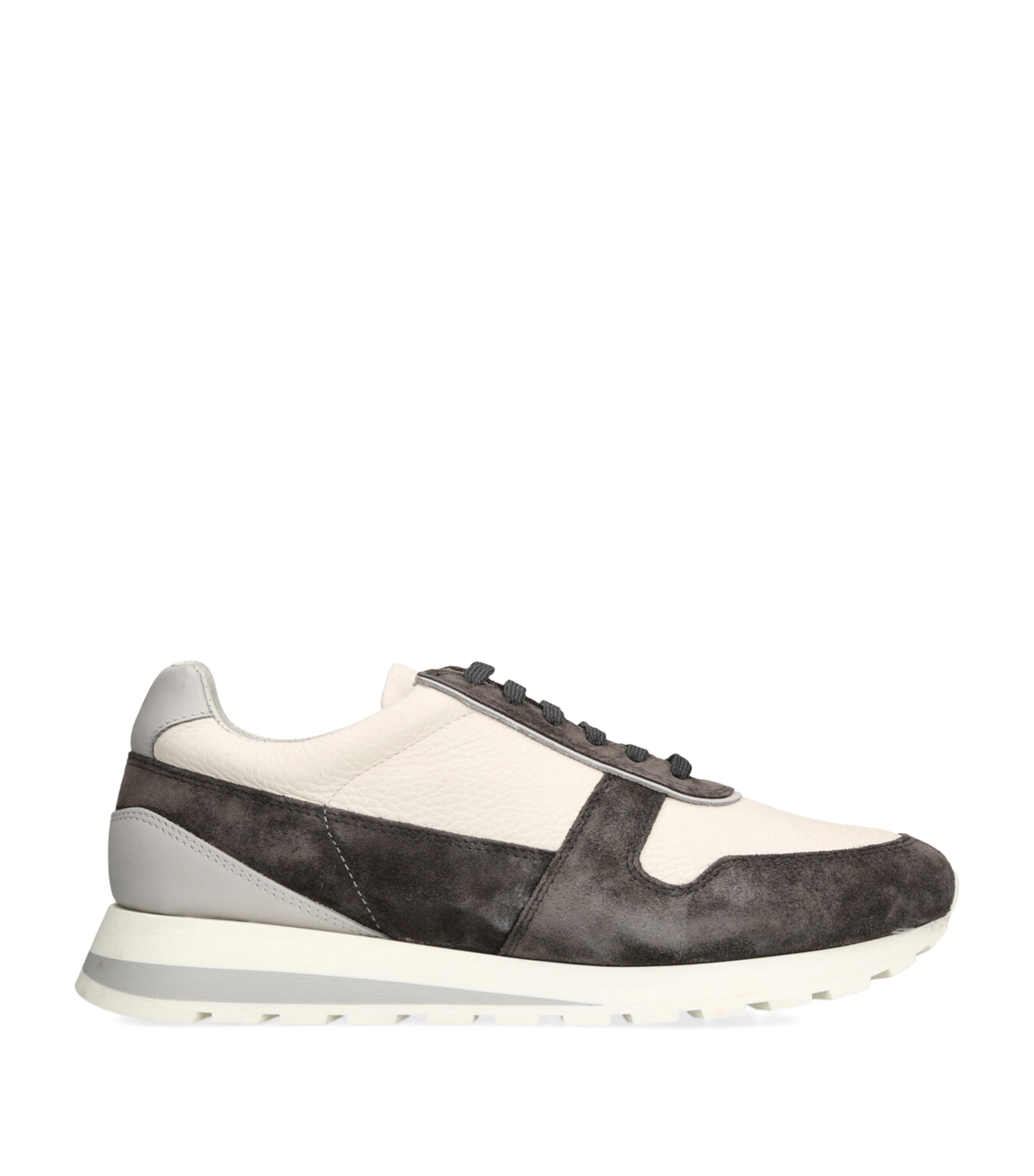 Brunello Cucinelli Suede-calfskin Runners Sneakers In White
