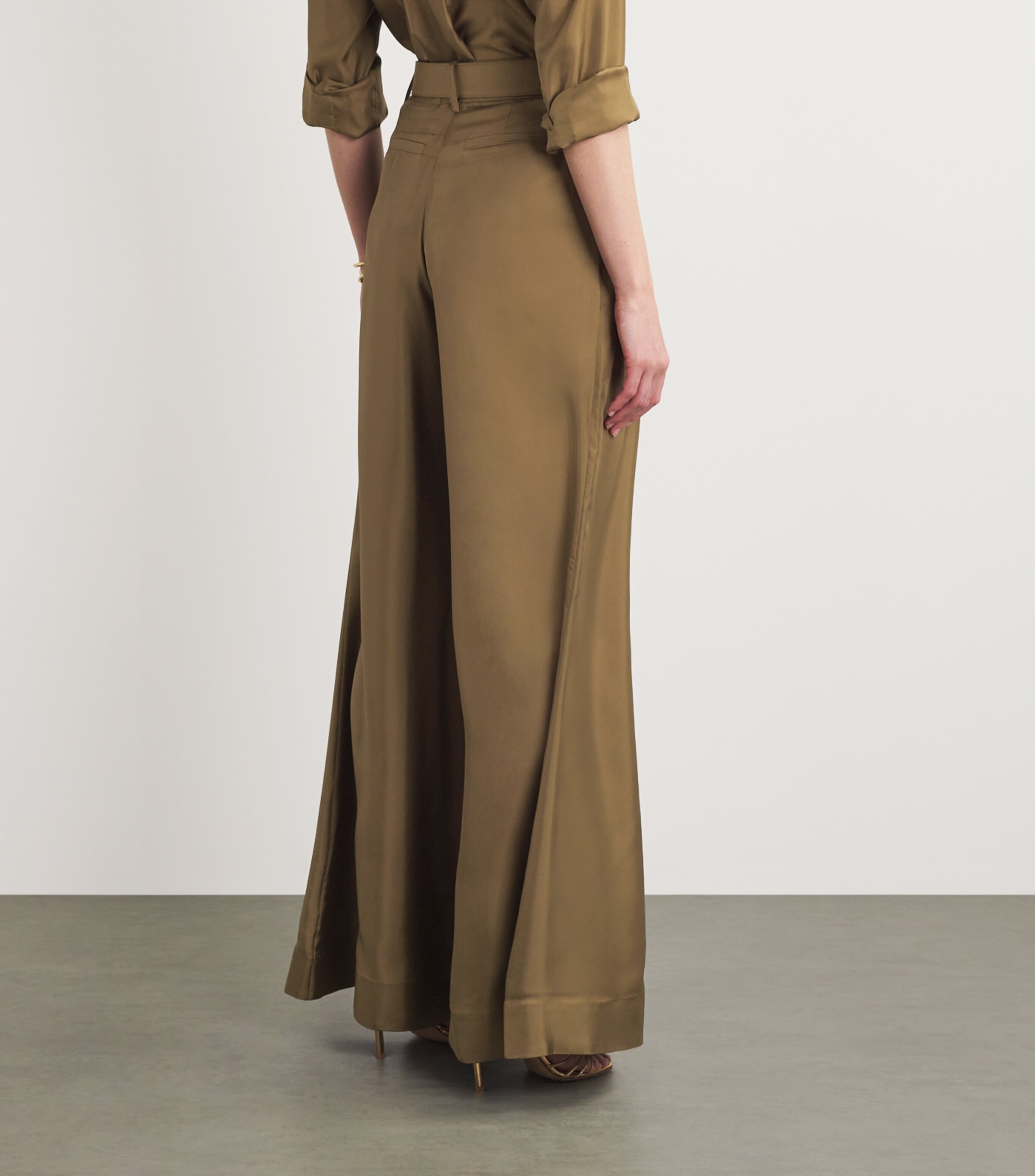 Zimmermann Womens Silk Flared Crush Trousers Olvolive Image 4