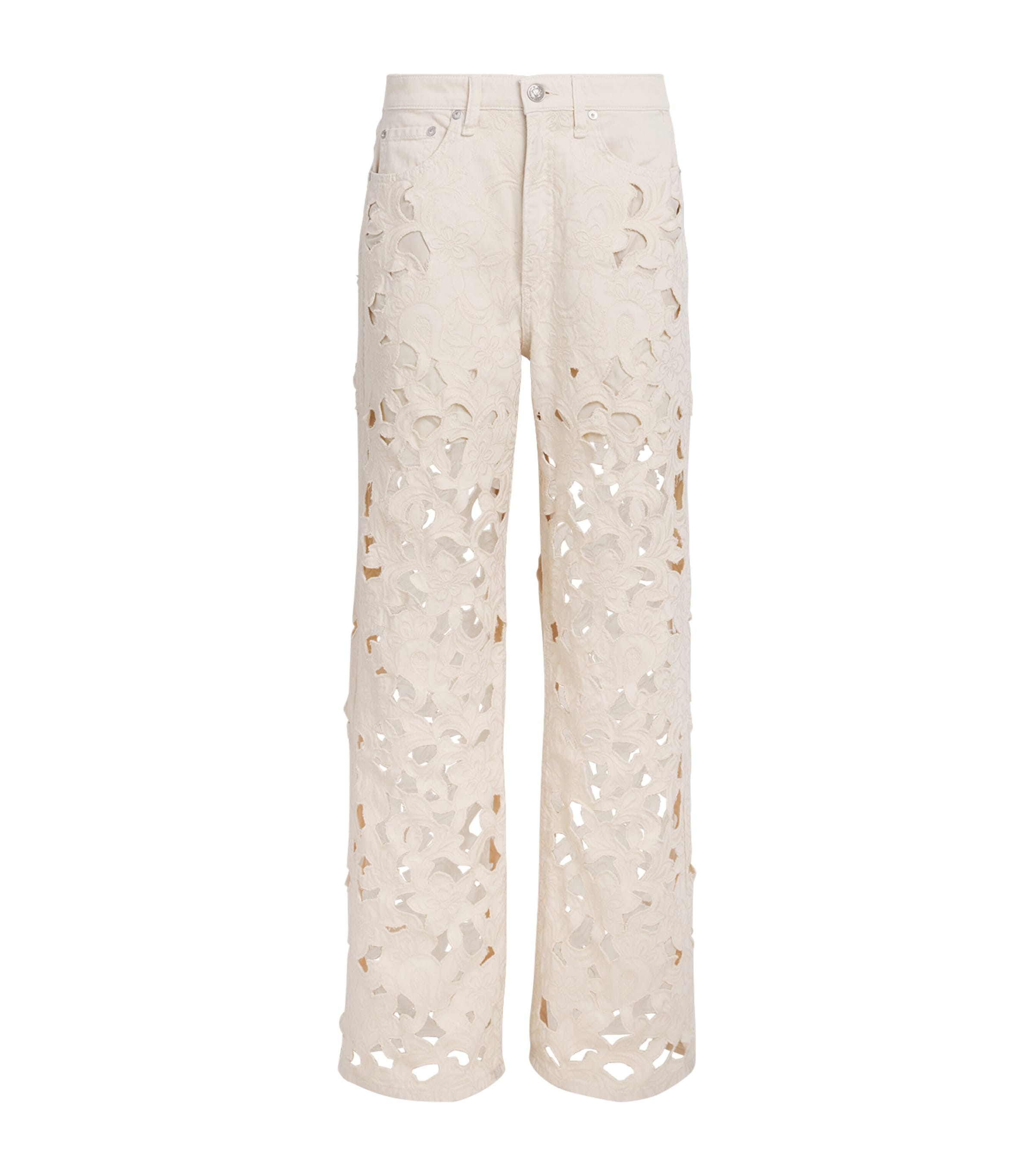 Rag & Bone Cut-out Logan Mid-rise Wide-leg Jeans In White