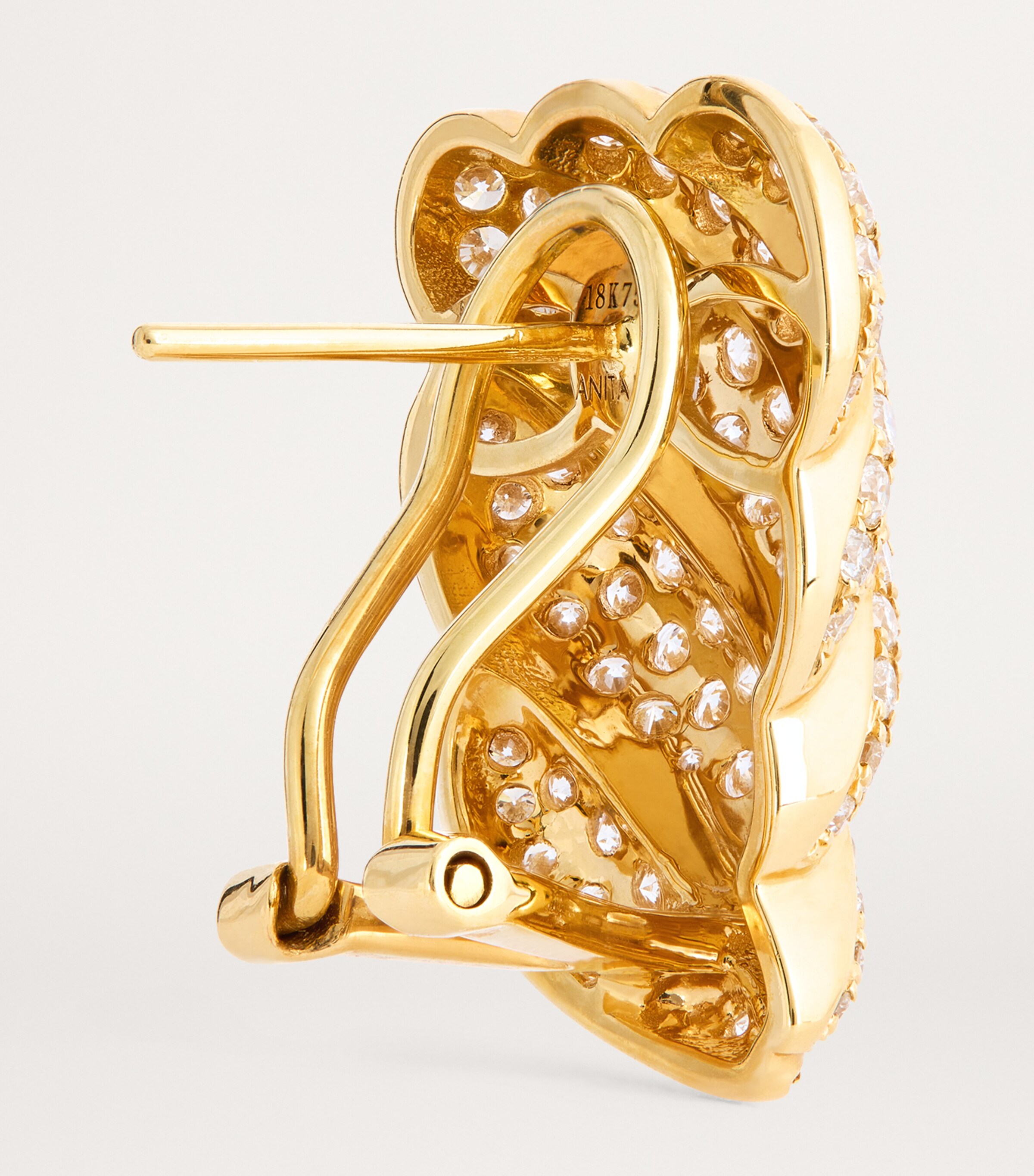 Anita Ko Yellow Gold and Diamond Croissant Earrings Yellow Gold Image 4