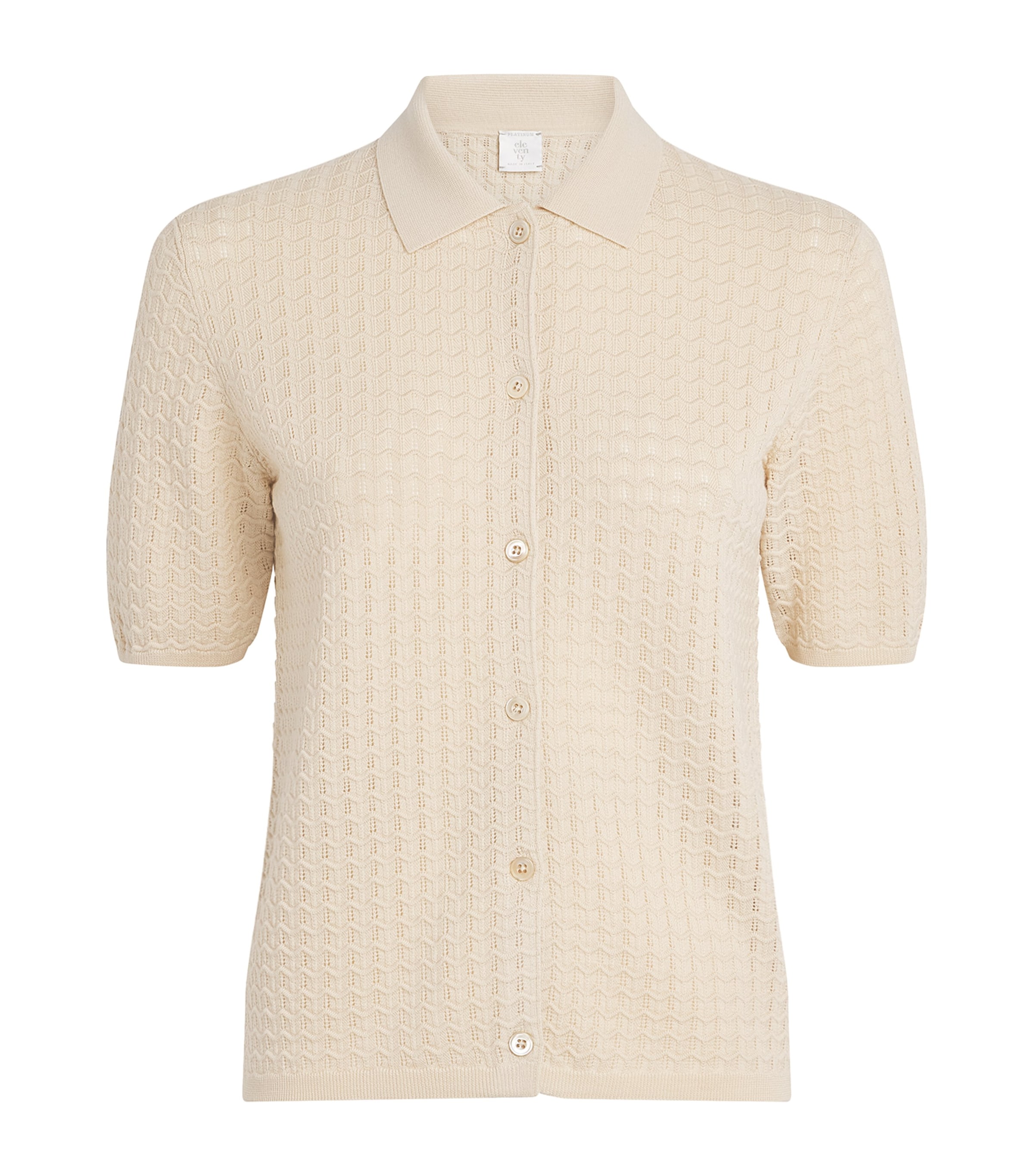 Eleventy Womens Wool Short-Sleeve Shirt Beige Image 1