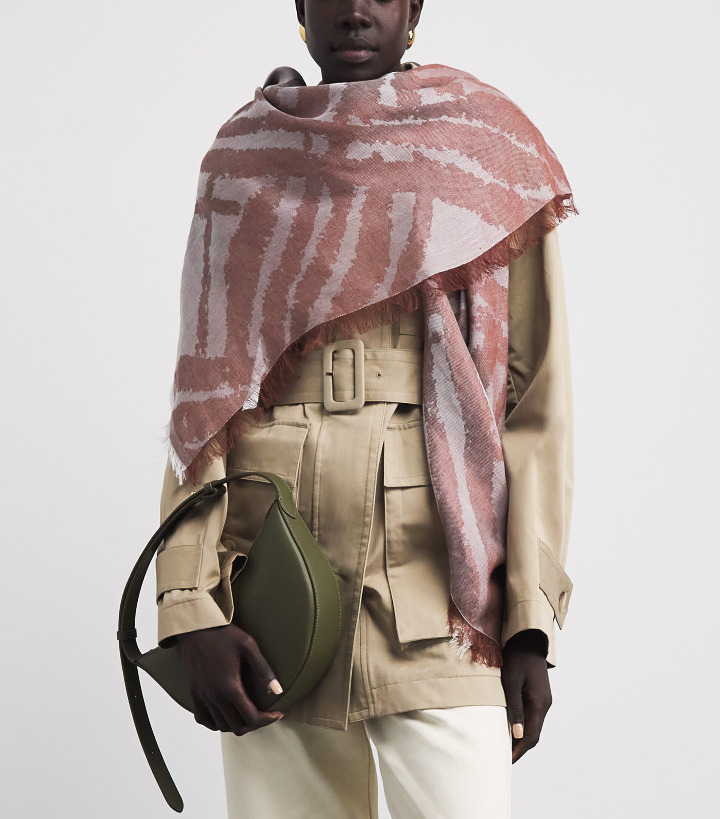 Joseph Linen-Blend Jacquard Aster Scarf Musk Combo Image 2