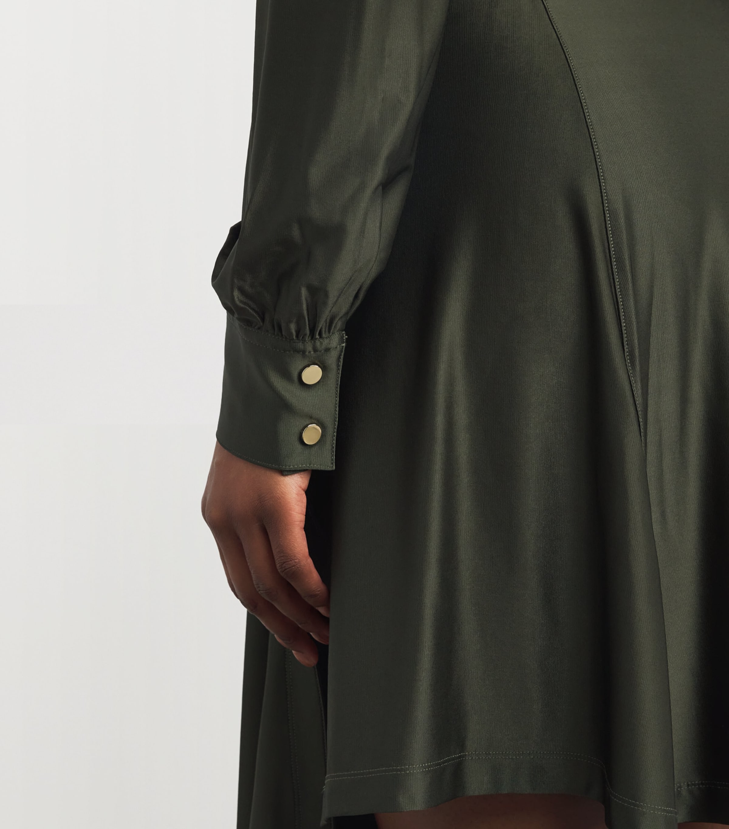 Asymmetric Ruched Mini Shirt Dress P319 NEW KAKI Image 4