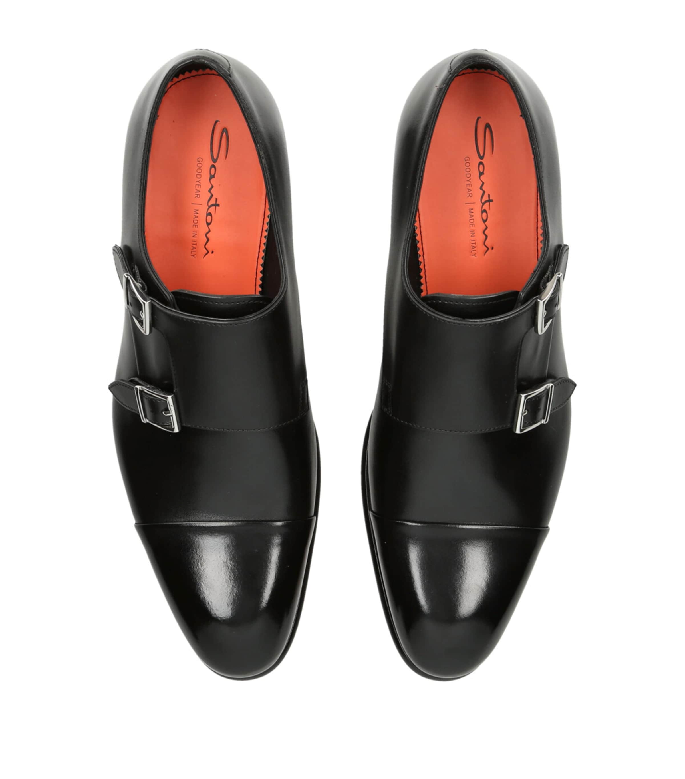 Leather Carter Double Monk Shoes BLACK Image 4