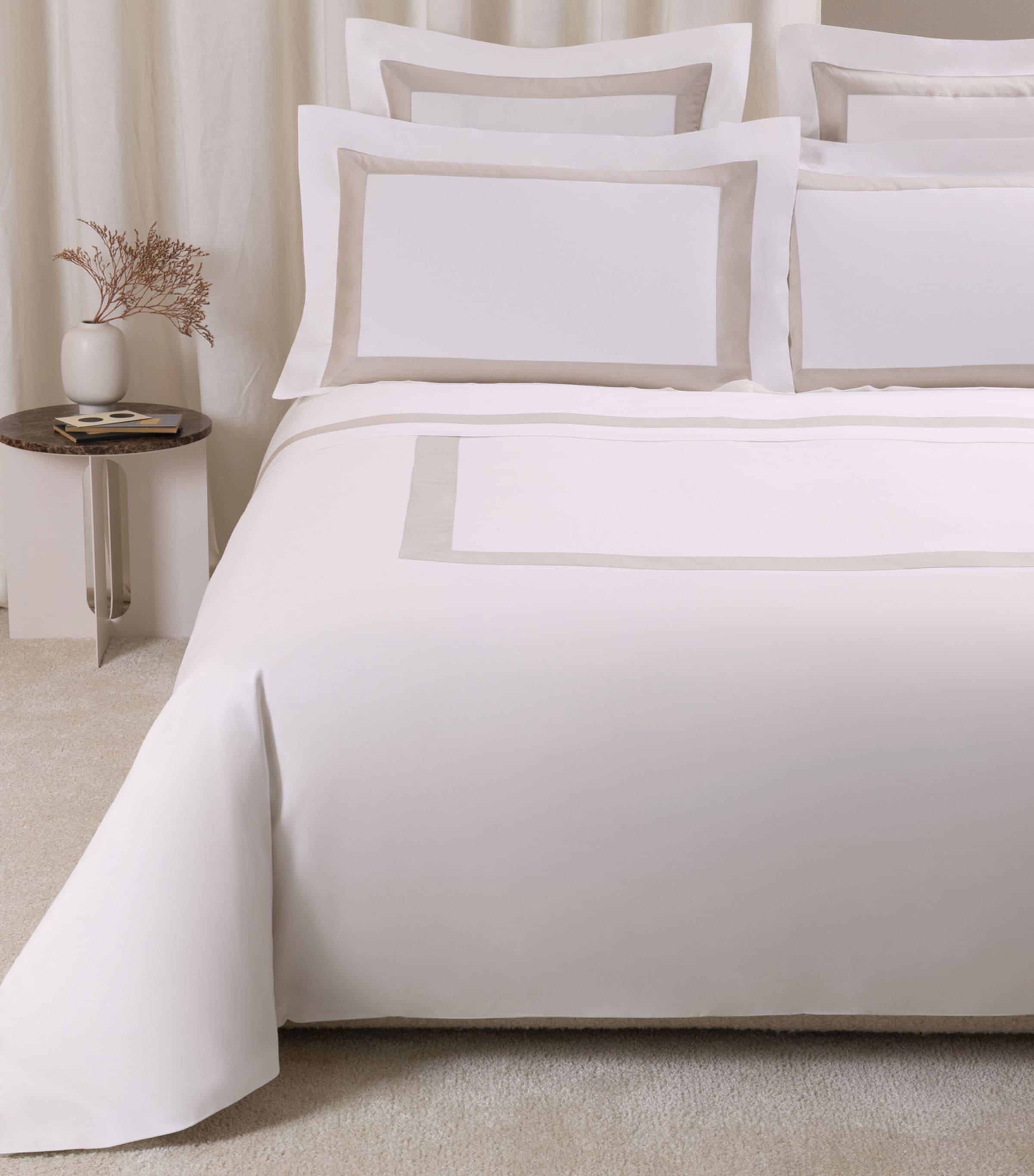 Frette Cotton Breeze Border King Duvet Cover (260cm x 240cm) Milk/greige Image 2