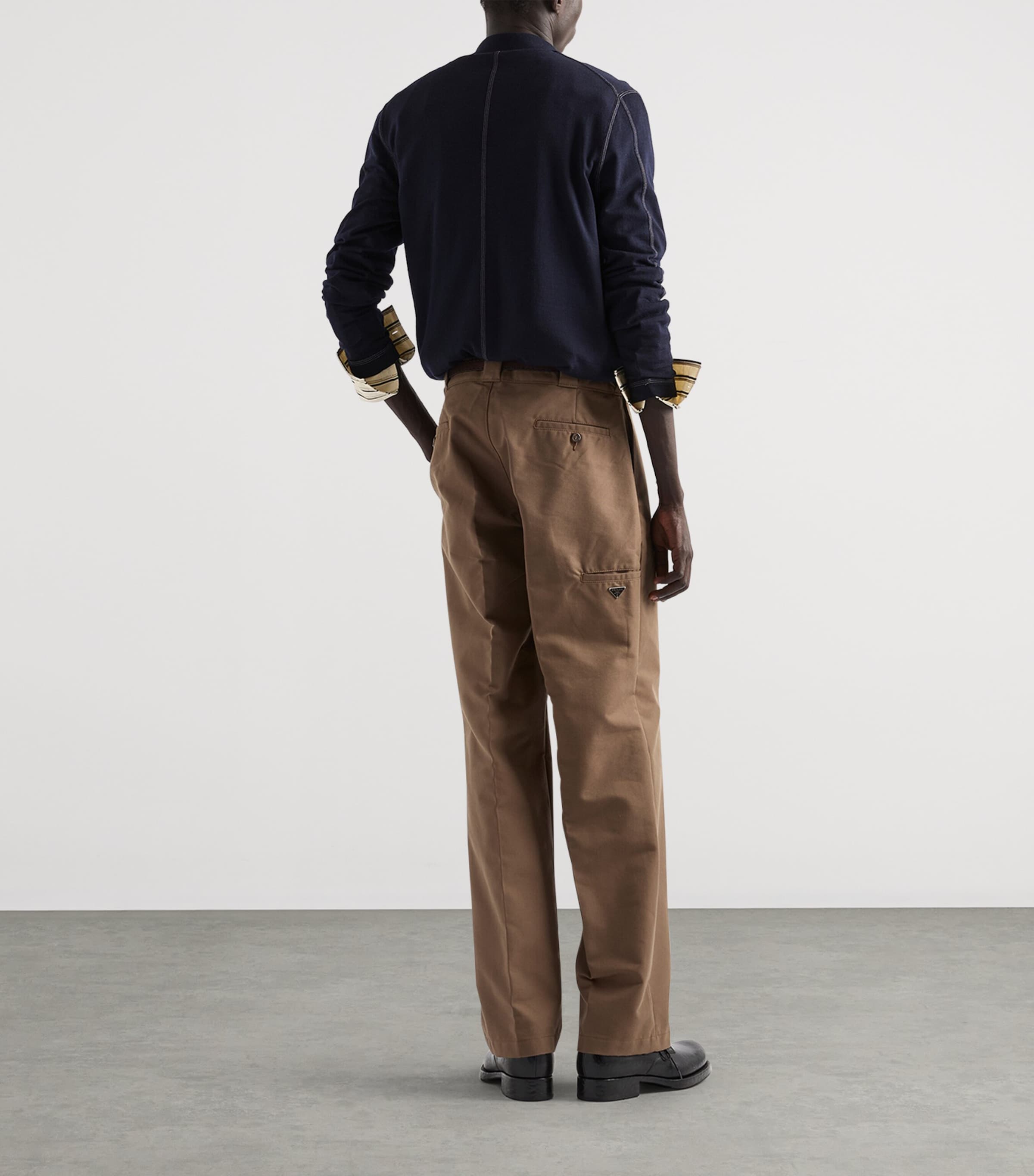 Prada Mens Wool Logo Polo Sweater Blue Image 5