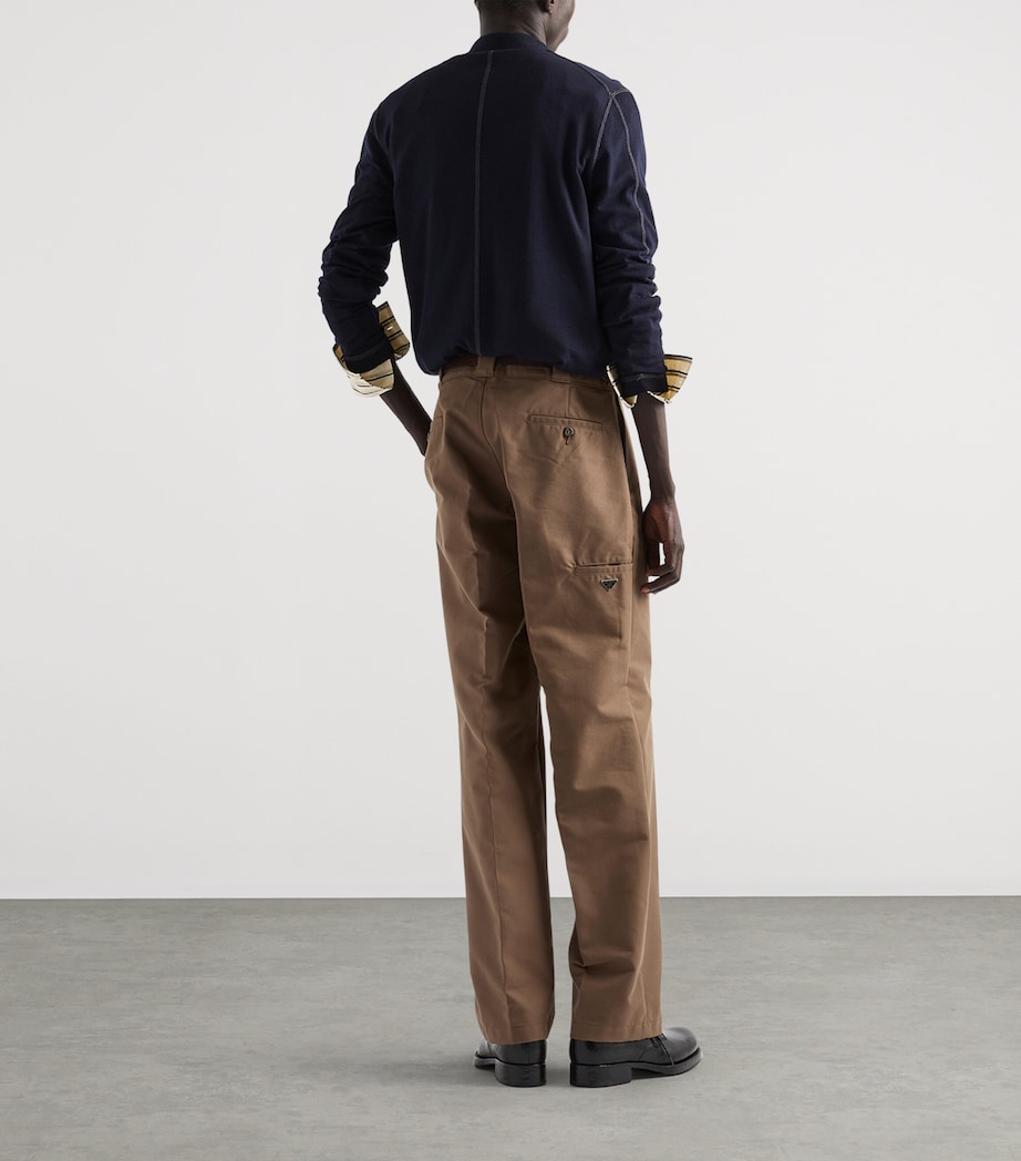 Prada Mens Wool Logo Polo Sweater Blue Image 5