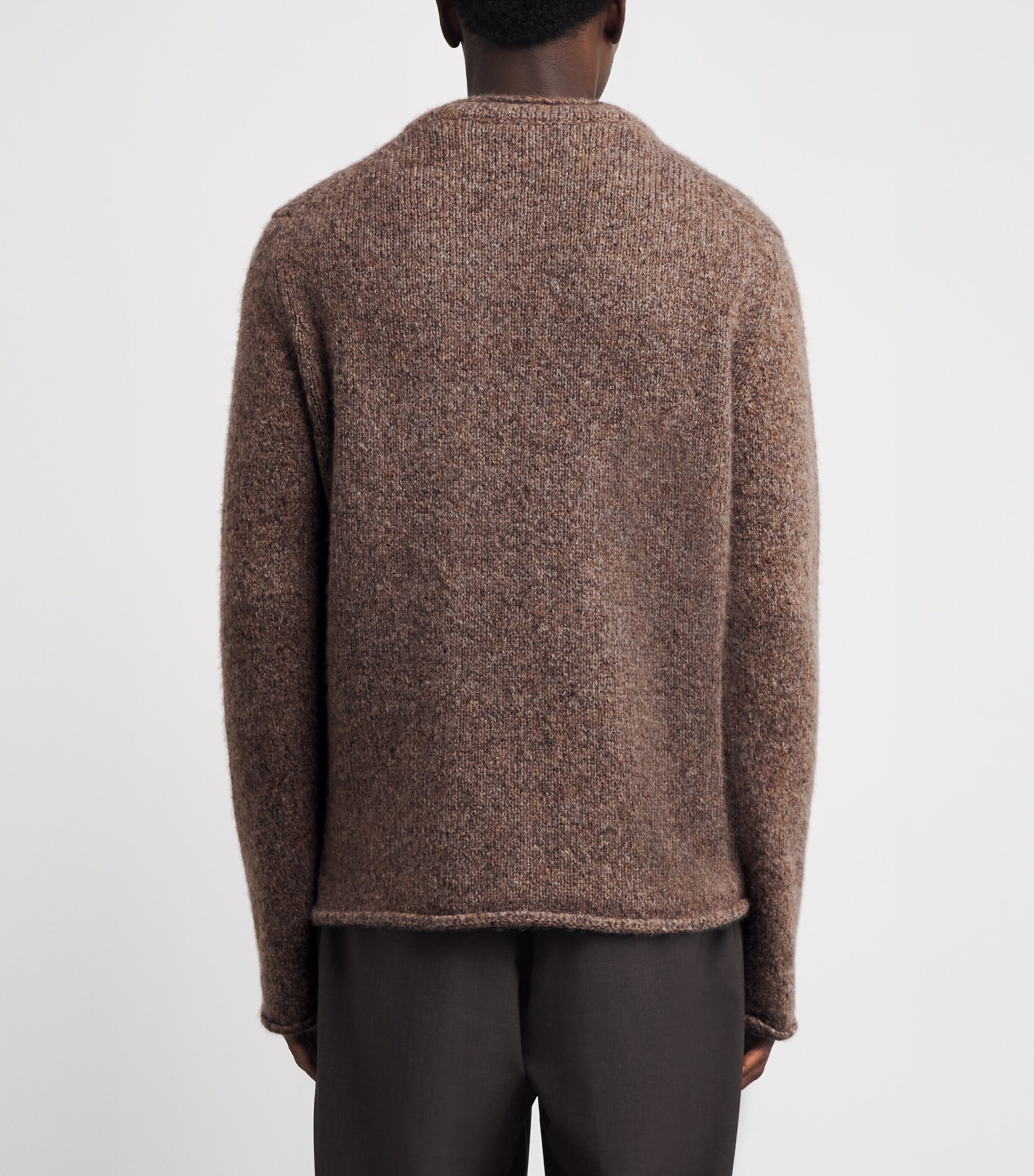 Johnstons Of Elgin Mens Cashmere-Silk Sweater Molasses Mix Image 3