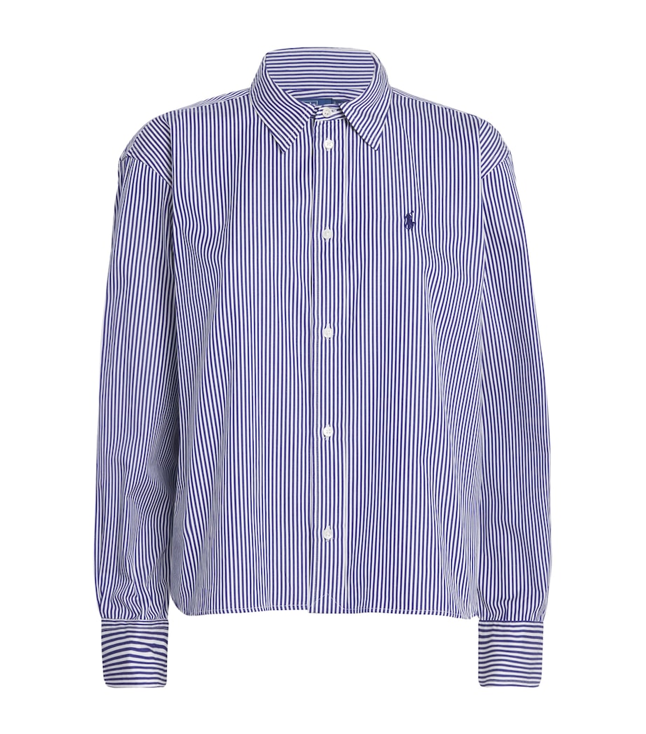Polo Ralph Lauren Striped Cropped Shirt White/blue Image 1