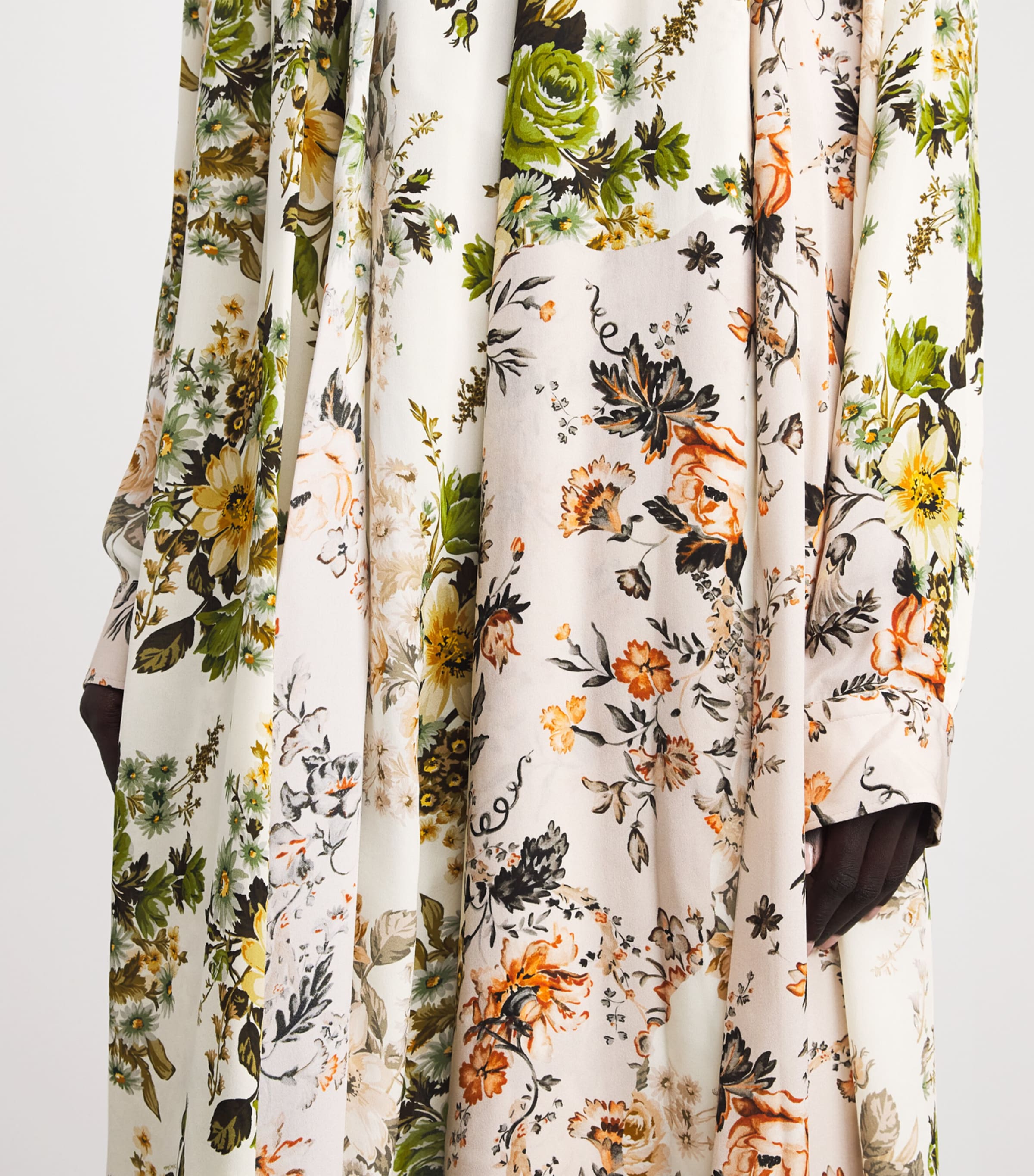 Acne Studios Womens Silk Floral Tie-Neck Midi Dress Beige/white Image 5