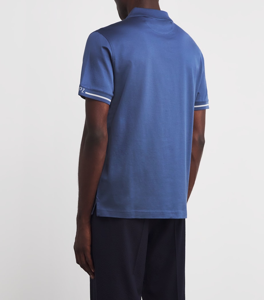 Cotton Quarter-Zip Polo Shirt 06 LIGHT BLUE Image 4