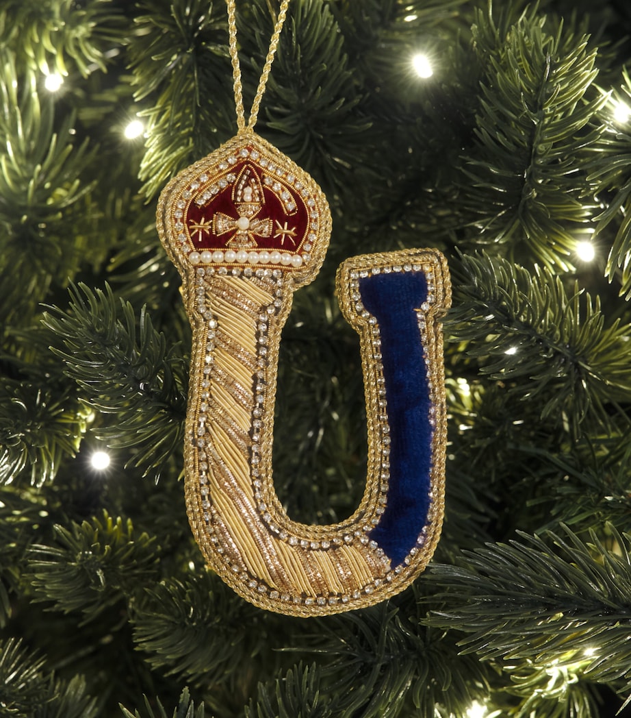 Tinker Tailor Letter U Tree Decoration Navy, Gold & Wine Image 3