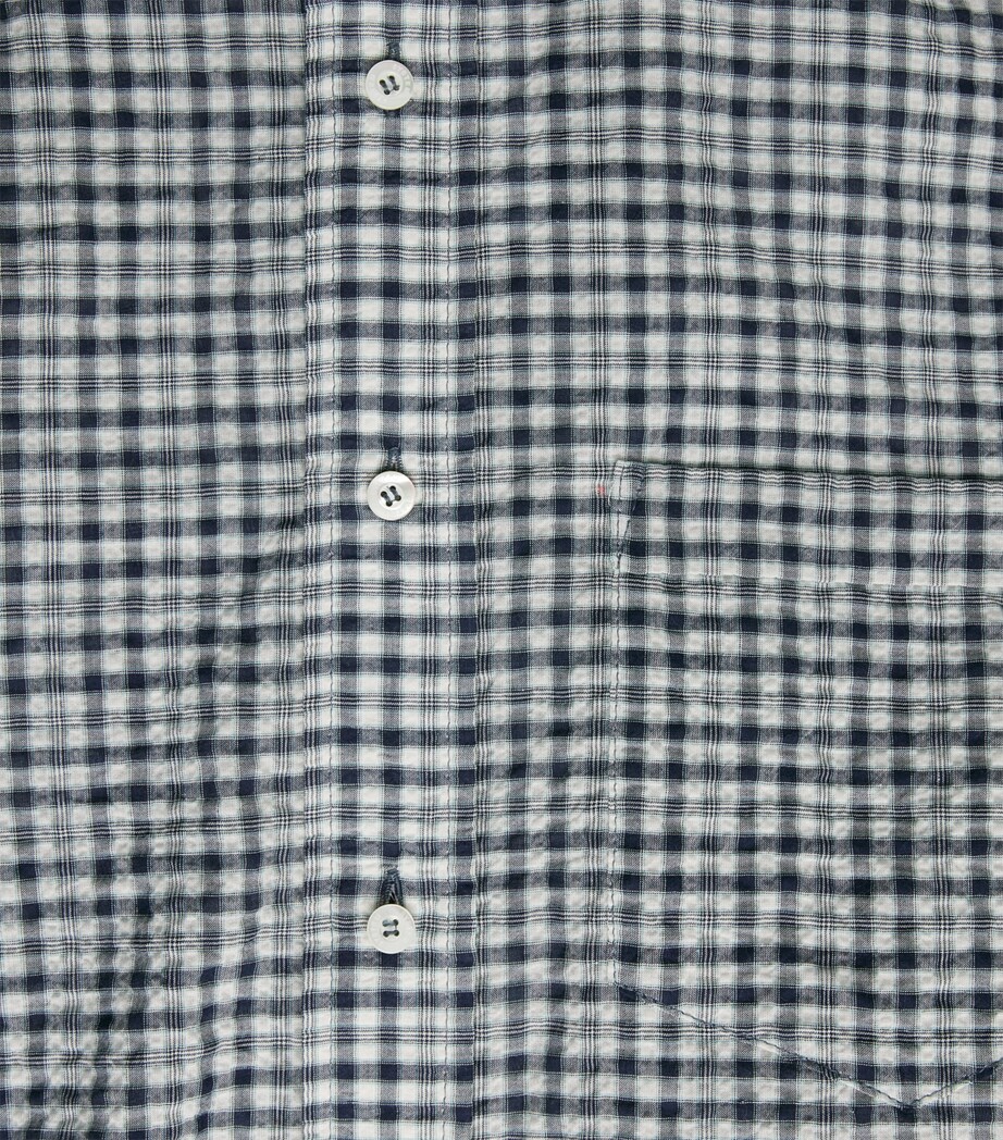System Mens Cotton-Blend Relaxed Check Shirt Dark Navy Image 6