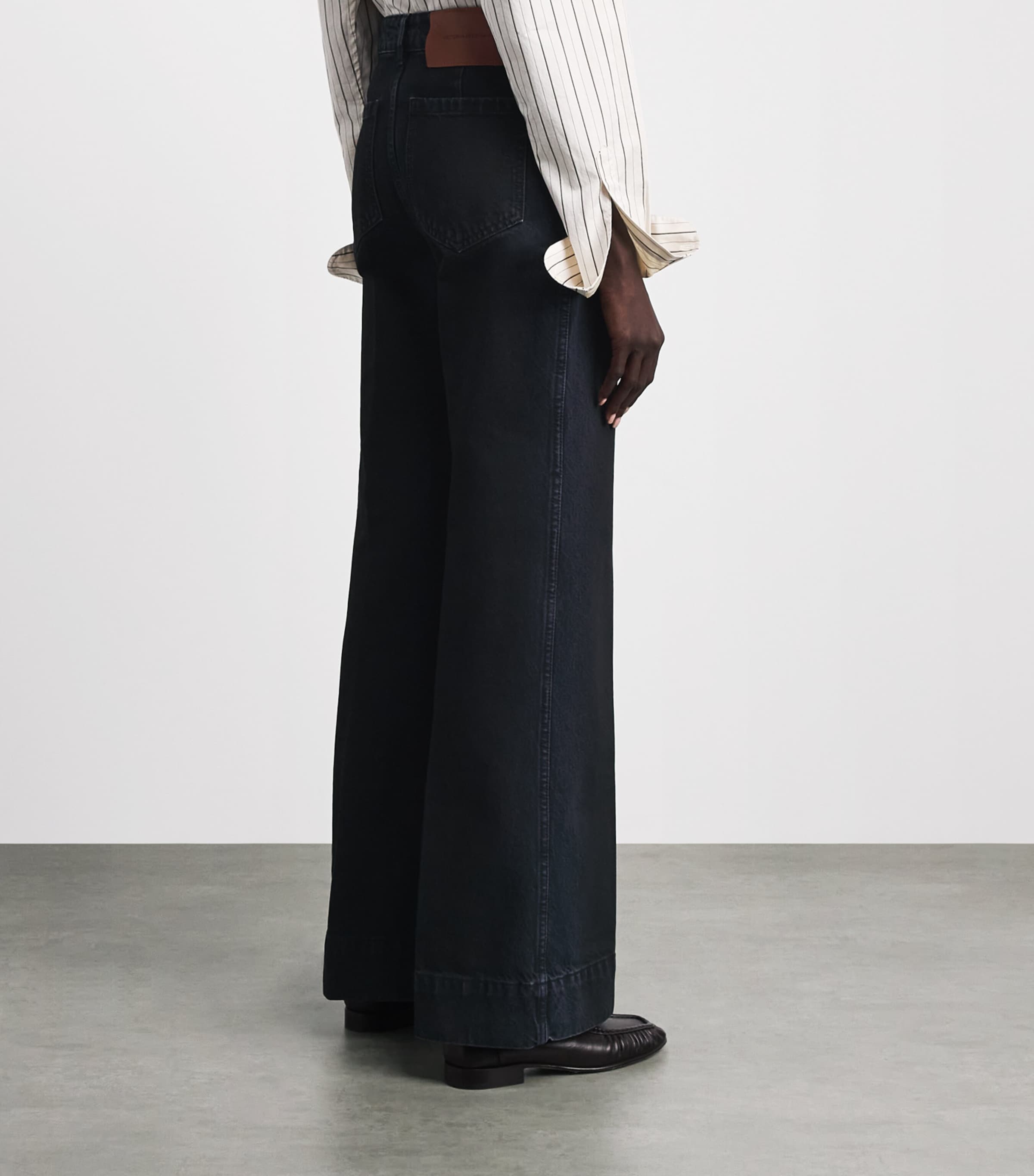 Victoria Beckham Womens Alina High-Rise Wide-Leg Jeans Ink Blue Image 5