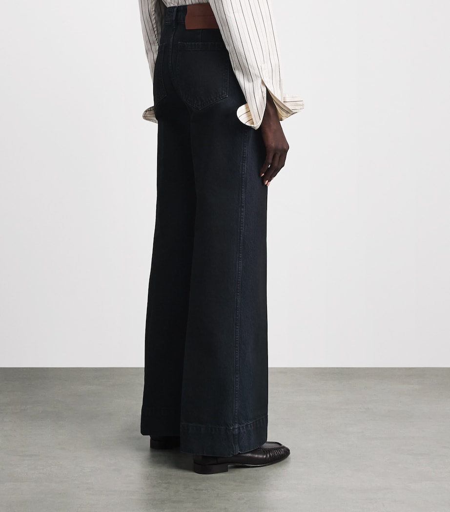 Victoria Beckham Womens Alina High-Rise Wide-Leg Jeans Ink Blue Image 5