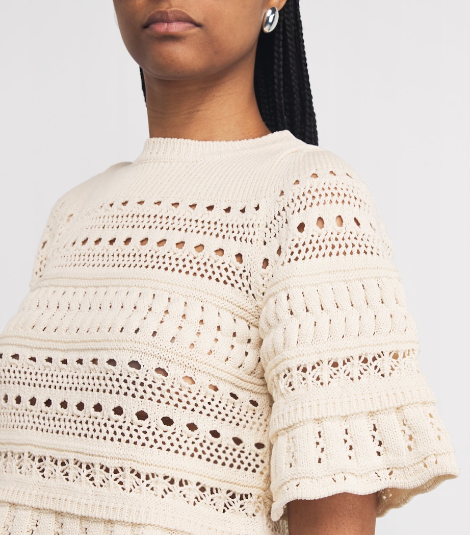 Weekend Max Mara Womens Cotton Crochet Crop Top White Image 6