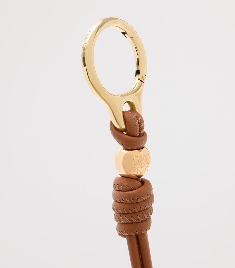 Leather Fringe Pebble Keyring WARM DESERT GOLD Image 2