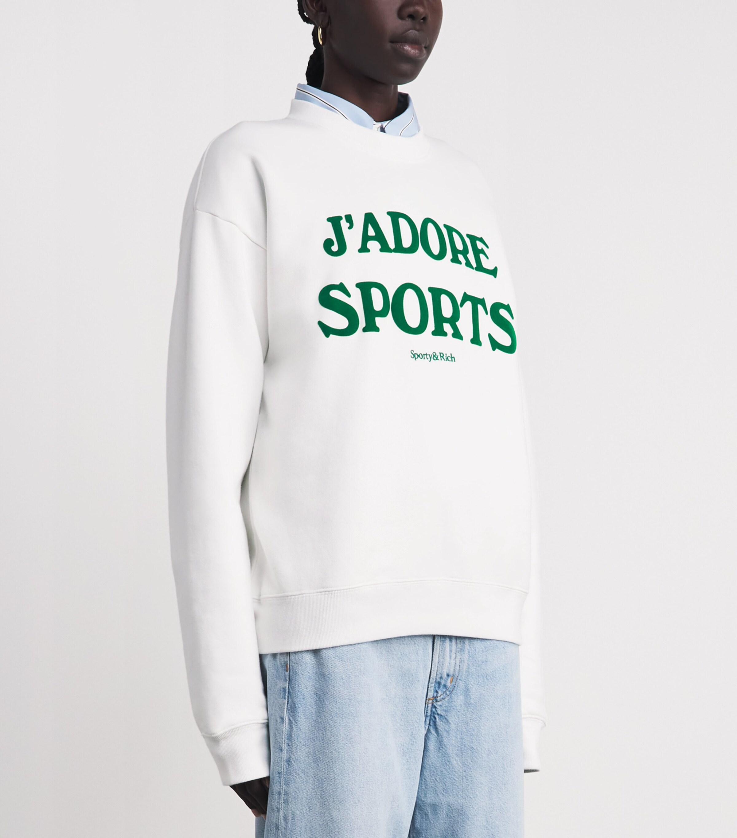 Sporty & Rich Womens Cotton J’adore Sweatshirt White Kelly Image 4