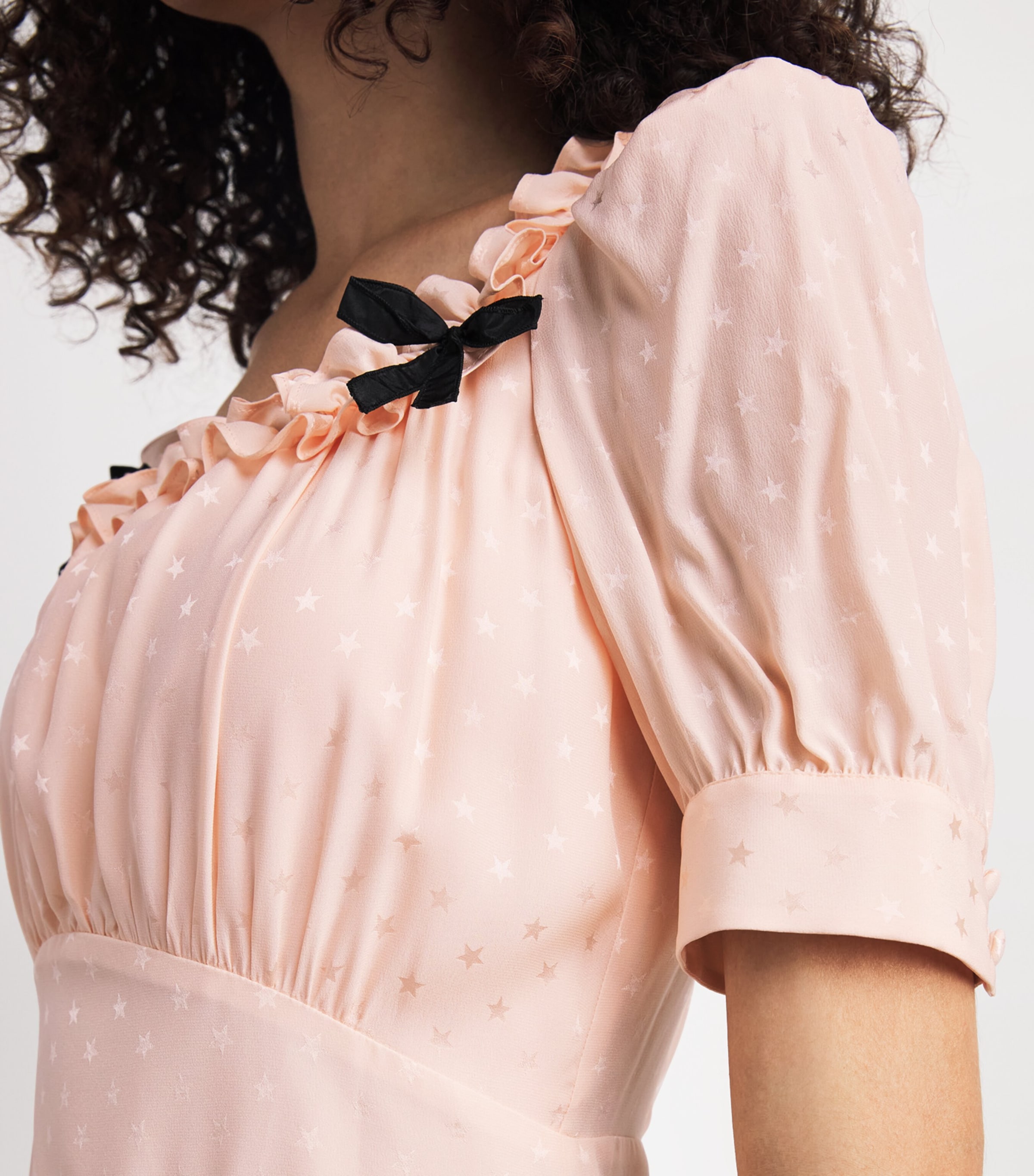 Alessandra Rich Womens Silk Gathered Midi Dress Light Pink Image 5