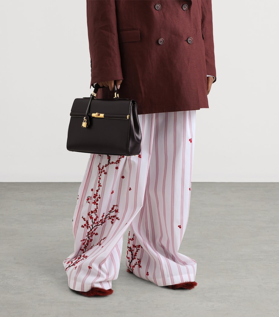 Dolce&Gabbana Palmellato Calfskin Marlene Top-Handle Bag Wine Image 2