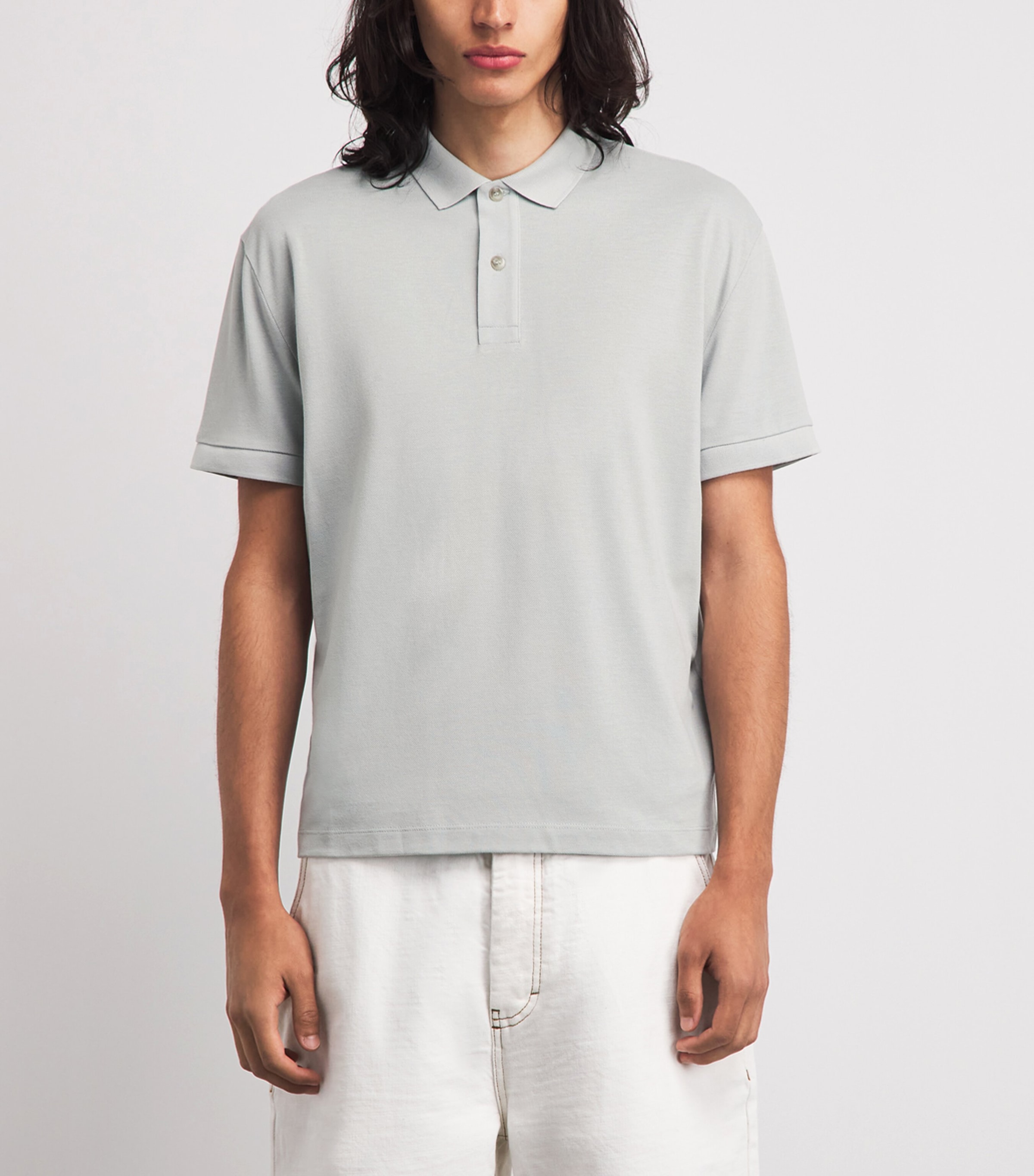7 For All Mankind Mens Short-Sleeve Polo Shirt Light Blue Image 4