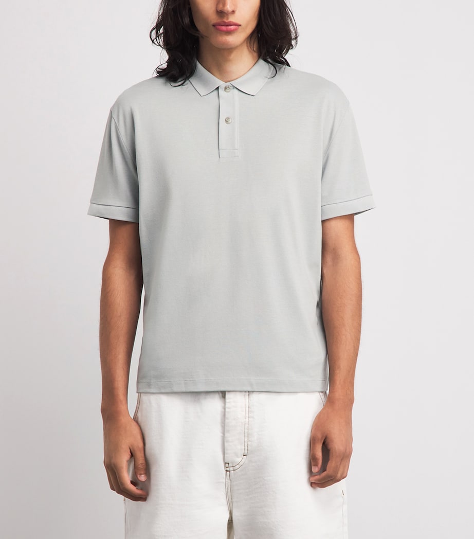 7 For All Mankind Mens Short-Sleeve Polo Shirt Light Blue Image 4