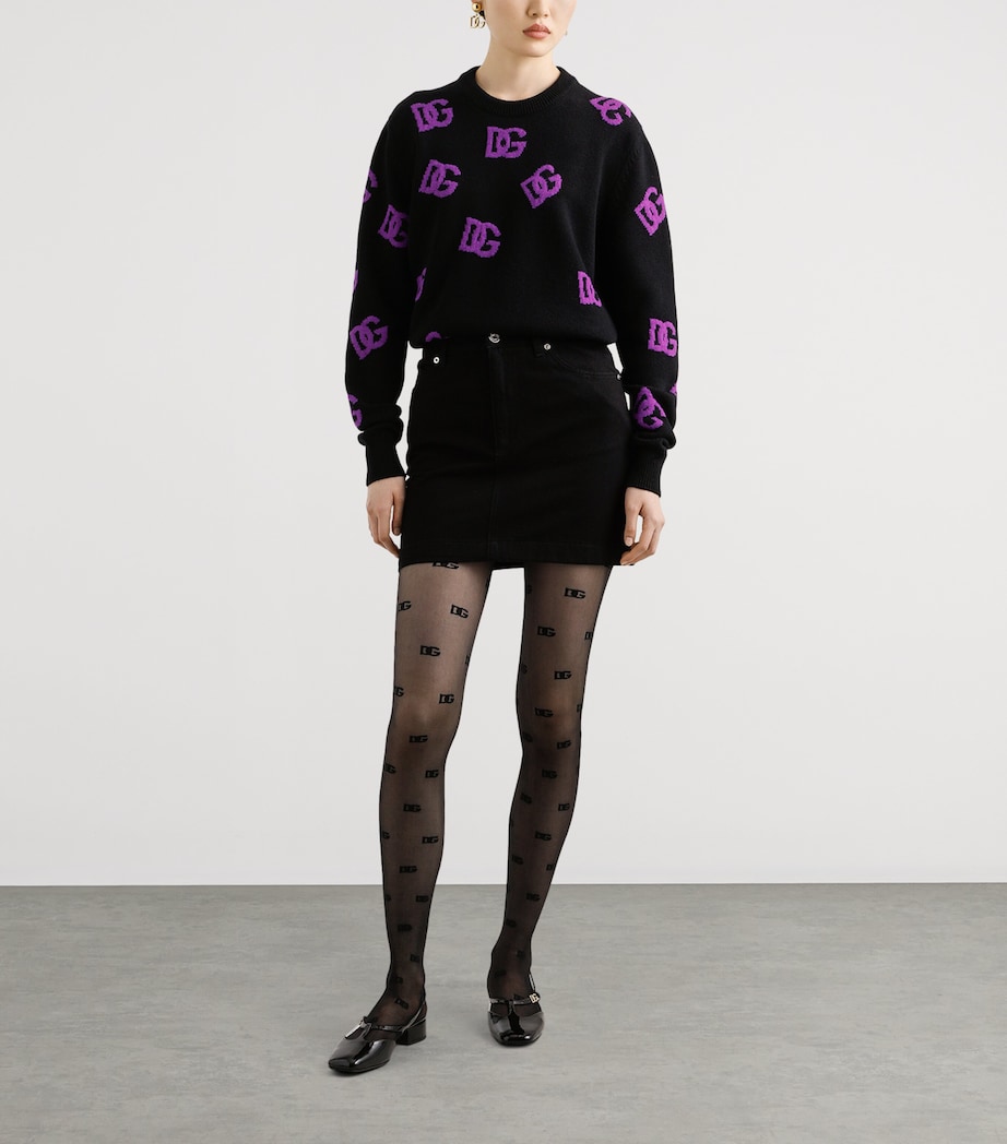 Virgin Wool DG Millennials Sweater N9867-NERO/VIOLA Image 2