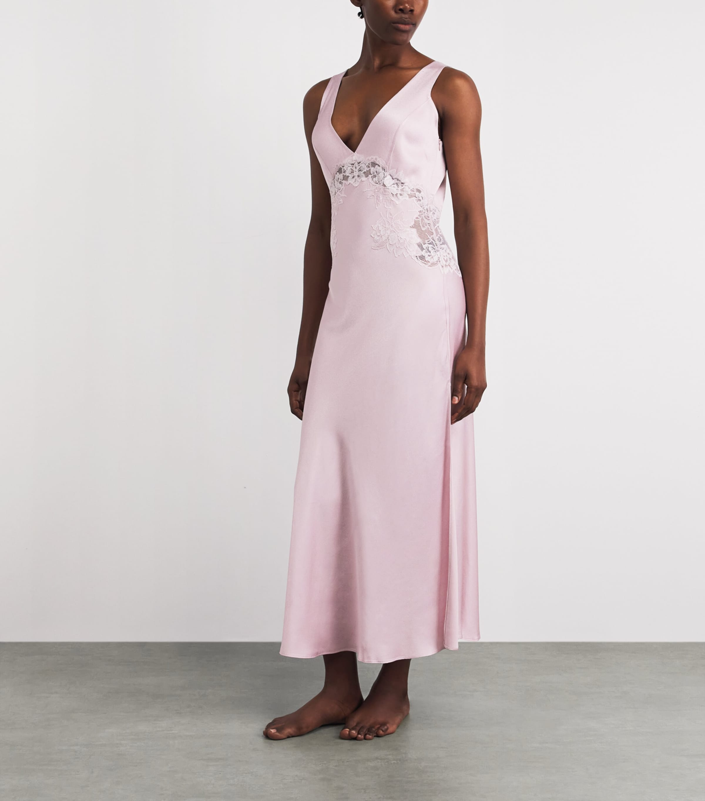 Bocan Womens Lace-Trim Beatrice Slip Dress Powder Image 2