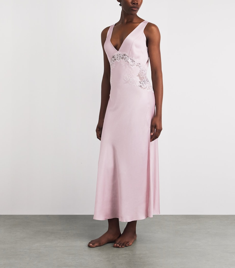 Bocan Womens Lace-Trim Beatrice Slip Dress Powder Image 2