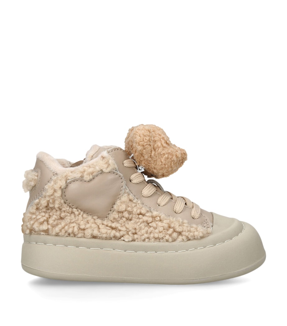 Faux Shearling High-Top Sneakers BEIGE Image 1