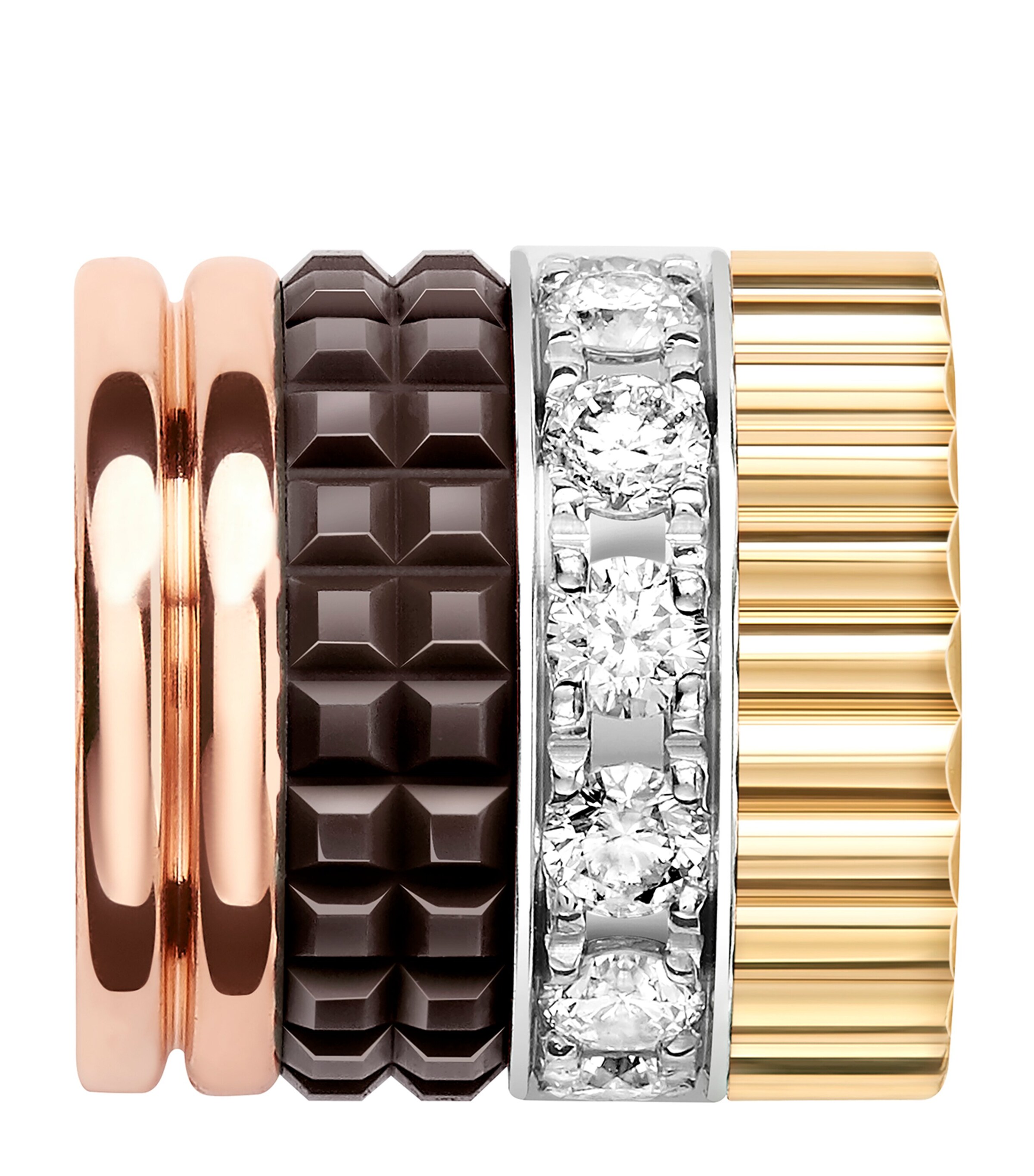 Small Mixed Gold and Diamond Quatre Classique Tie Necklace GOLD Image 4