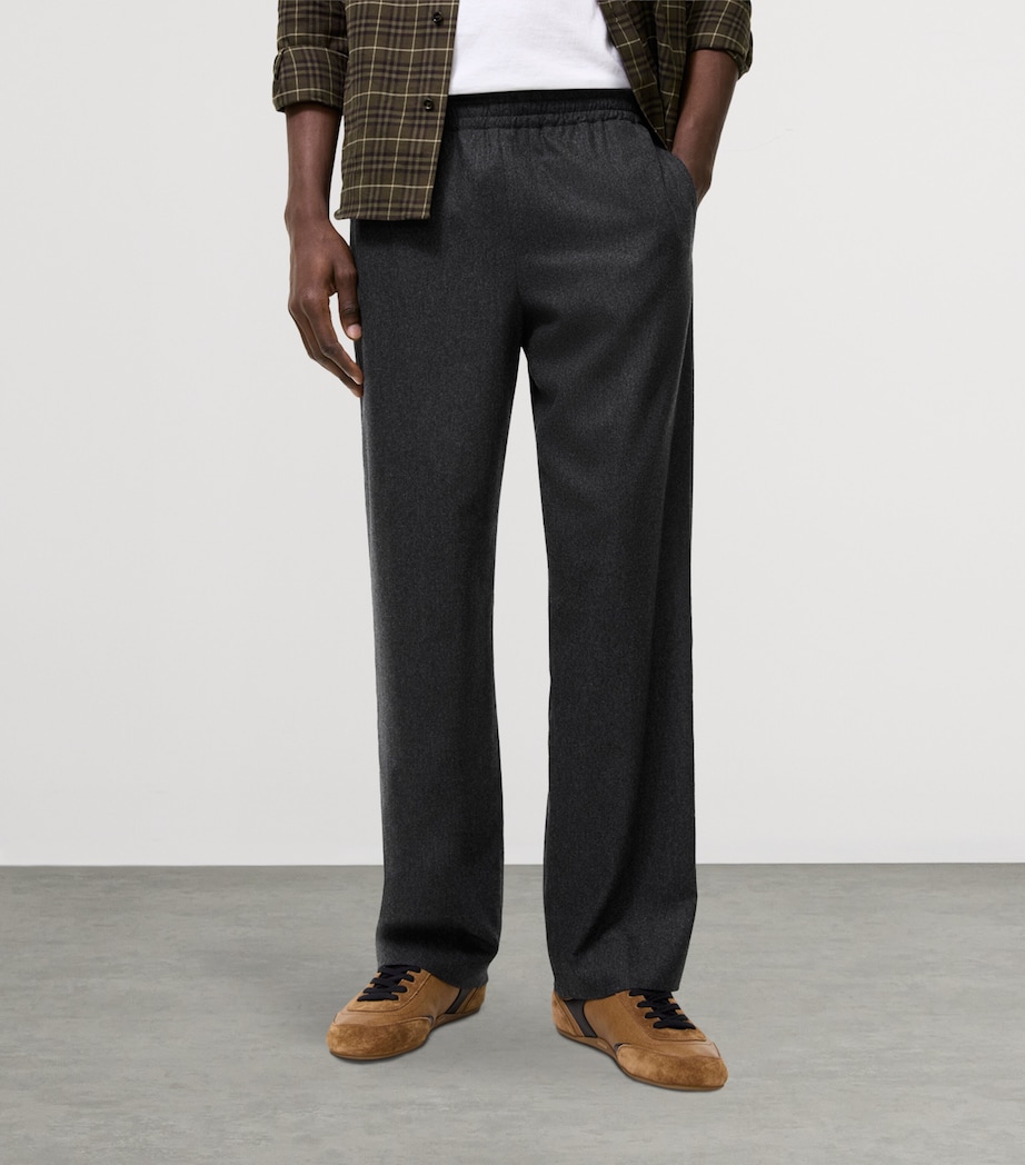 Burberry Mens Wool-Cashmere Straight Trousers Lead Grey Melange Image 2