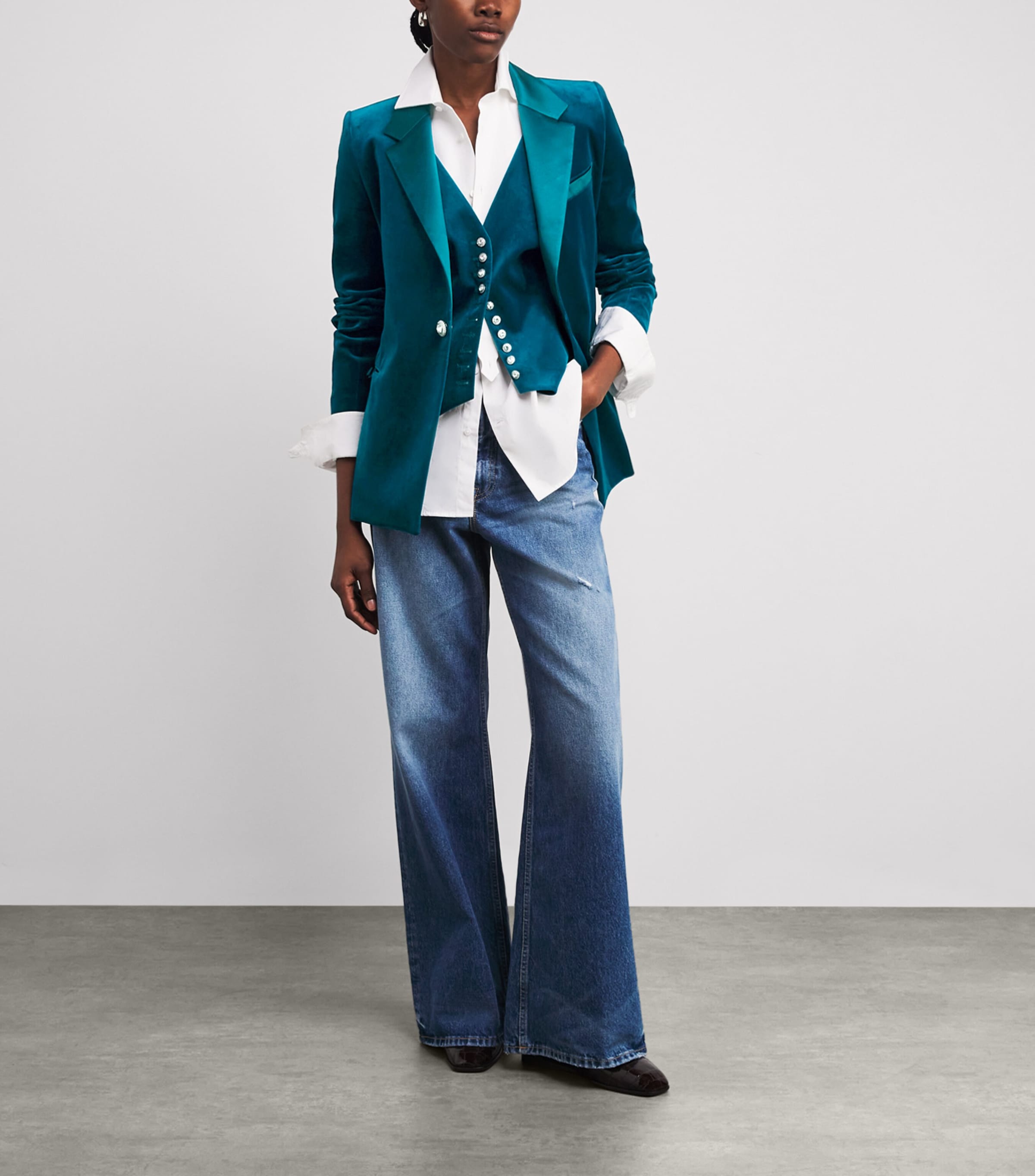 Velvet Blazer P489 BLUE BIRD Image 2