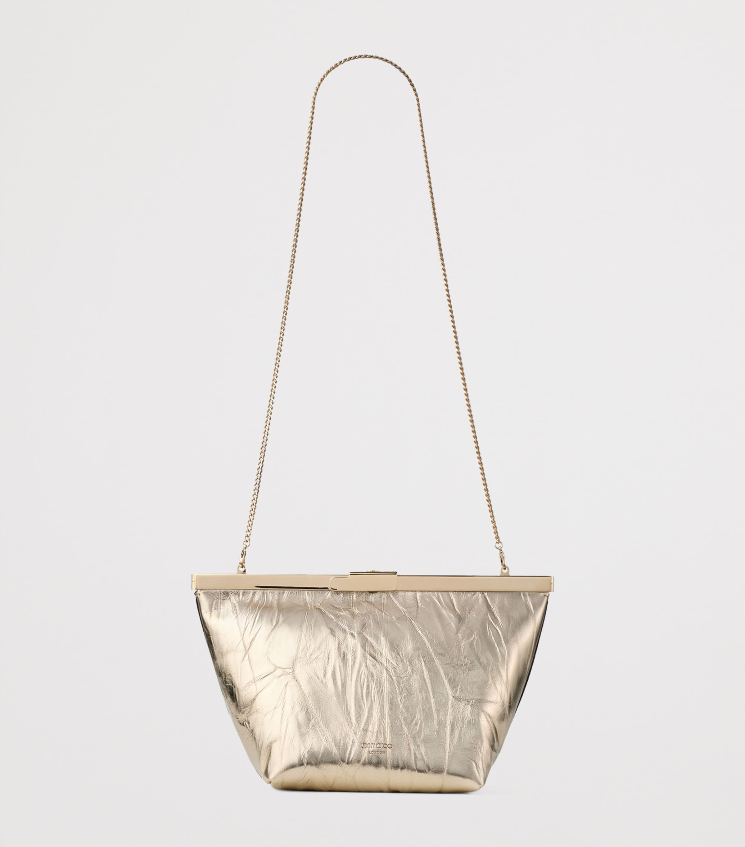 Metallic Leather Ganache Clutch Bag LIGHT PLATINUM/LIGHT Image 5
