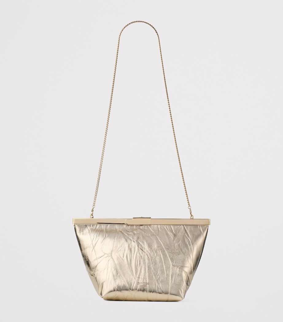 Metallic Leather Ganache Clutch Bag LIGHT PLATINUM/LIGHT Image 4