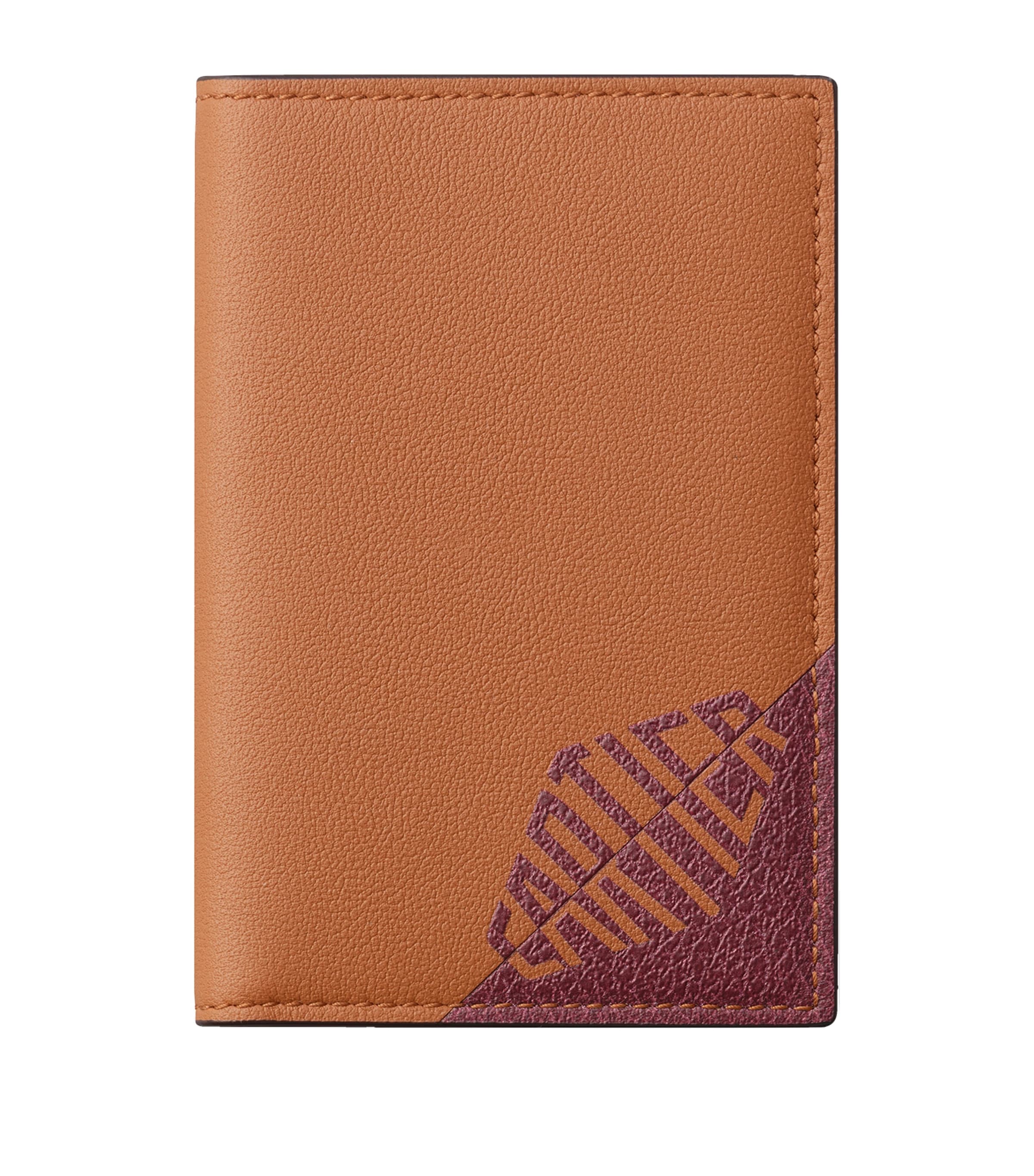 Leather Losange Shadow Card Holder CARAMEL AND BURGUNDY Image 1