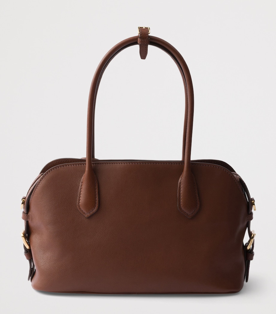 Prada Medium Leather Shoulder Bag Brown Image 4