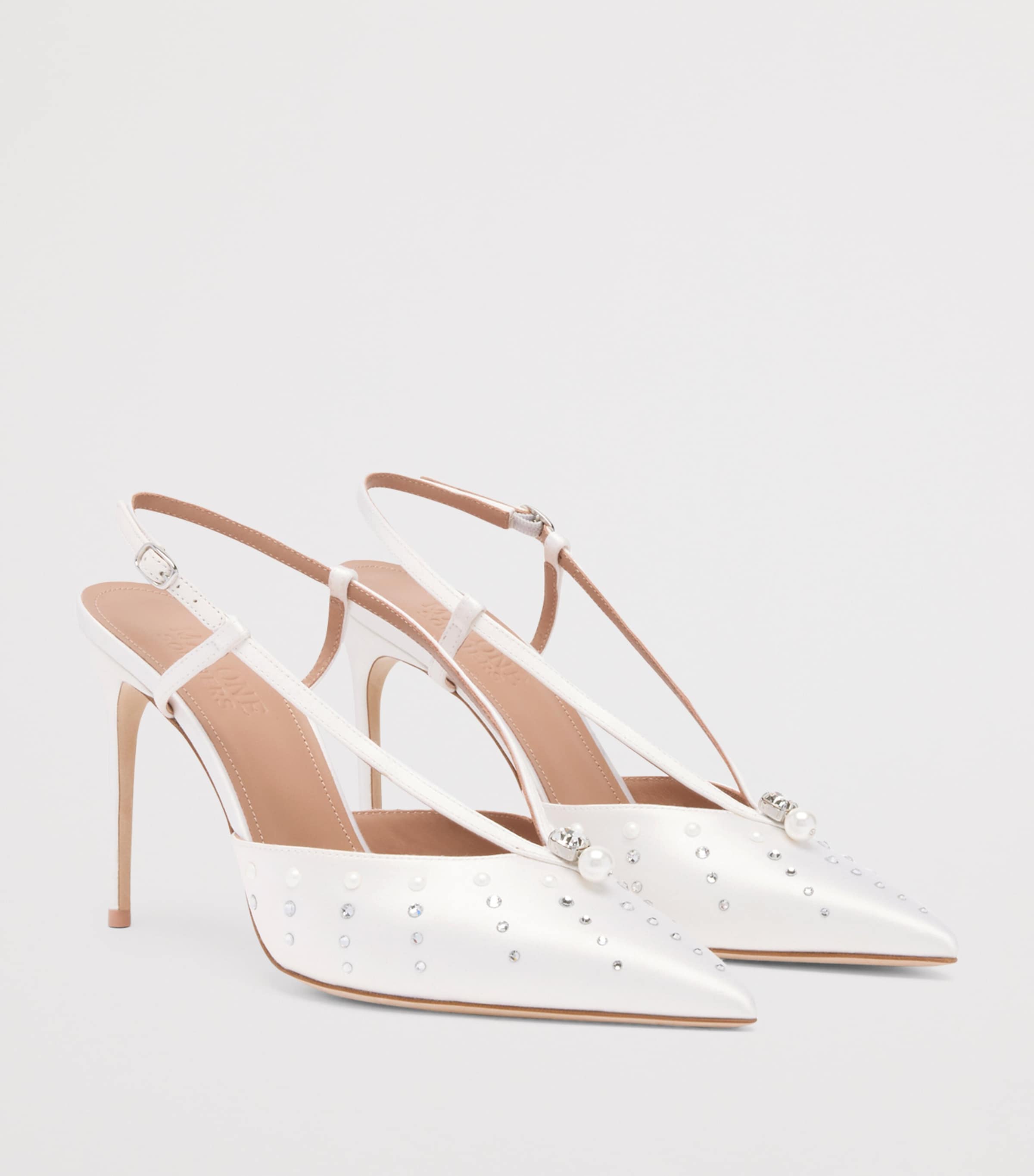 Satin Moore Slingback Heels 90 WHITE Image 2