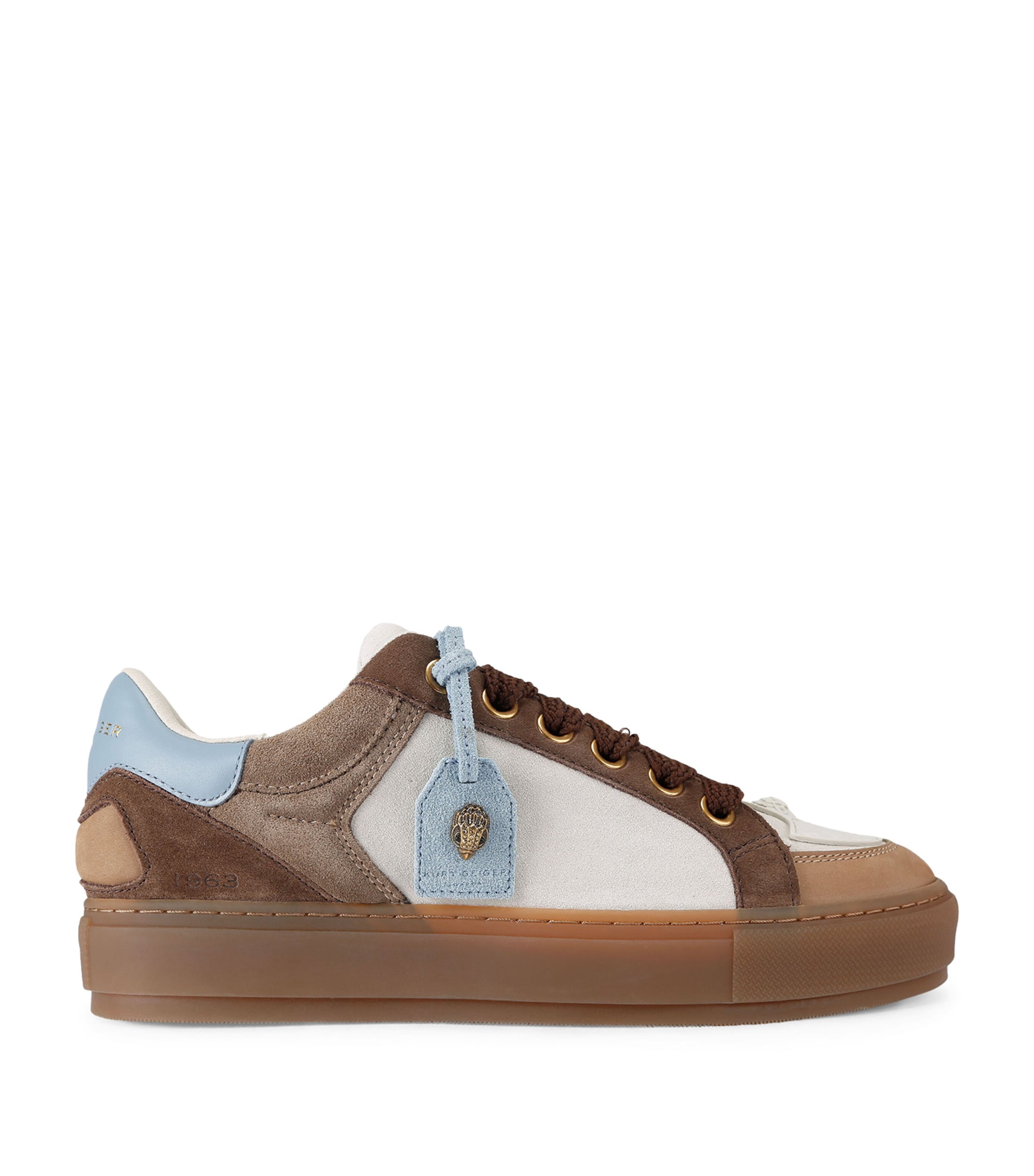 Kurt Geiger London Mens Suede Southbank Tag Sneakers Dk.brn Com Image 1