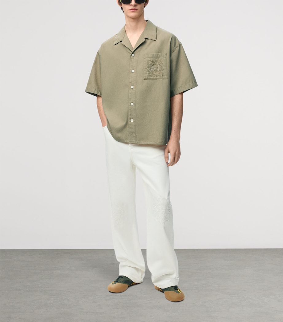 LOEWE Mens Cotton Anagram Shirt Beige Image 2
