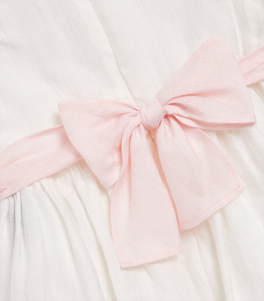 Il Gufo Linen-Blend Bow-Embellished Dress (6-36 Months) Milk/pink Image 3