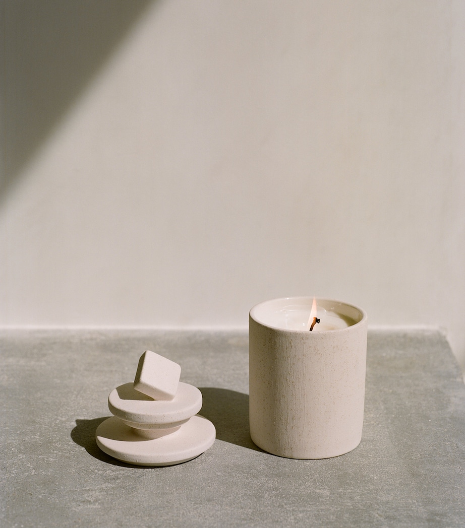 Capricorn Log Fire Candle (240g) WHITE Image 5