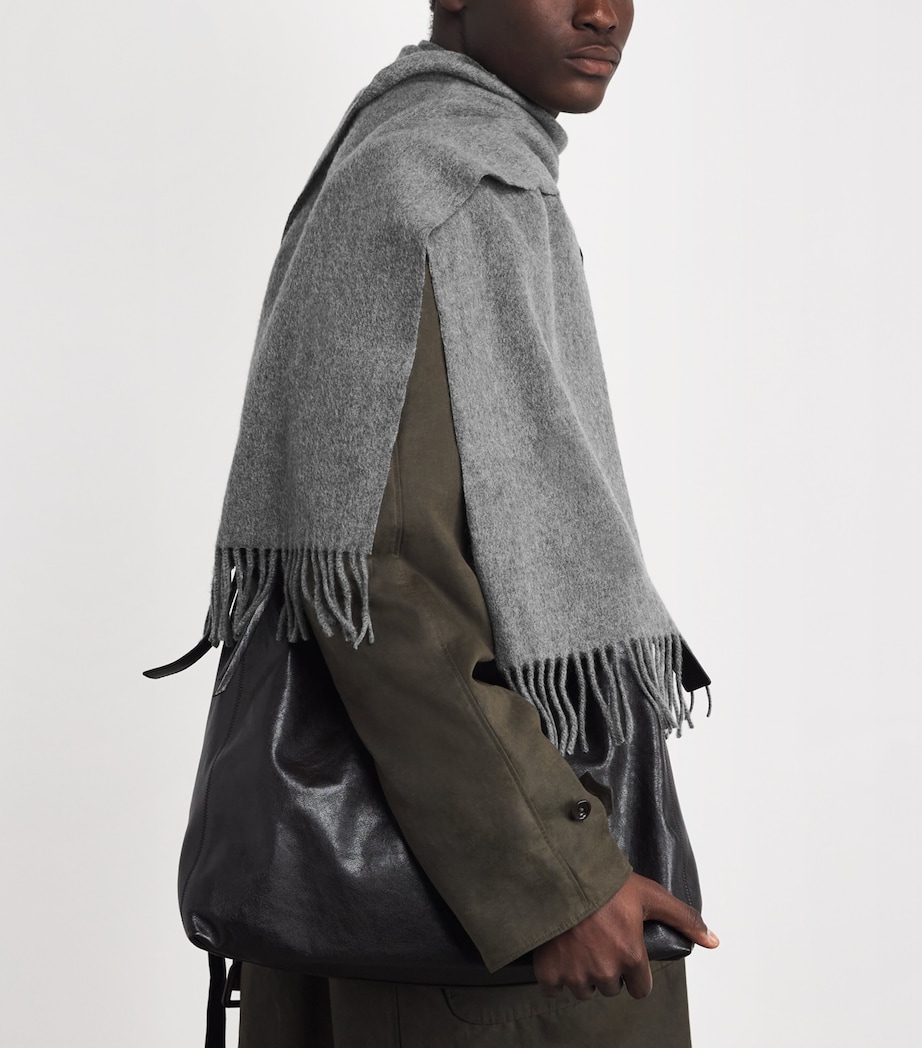 Cashmere Polo Pony Fringe Scarf GREY Image 3